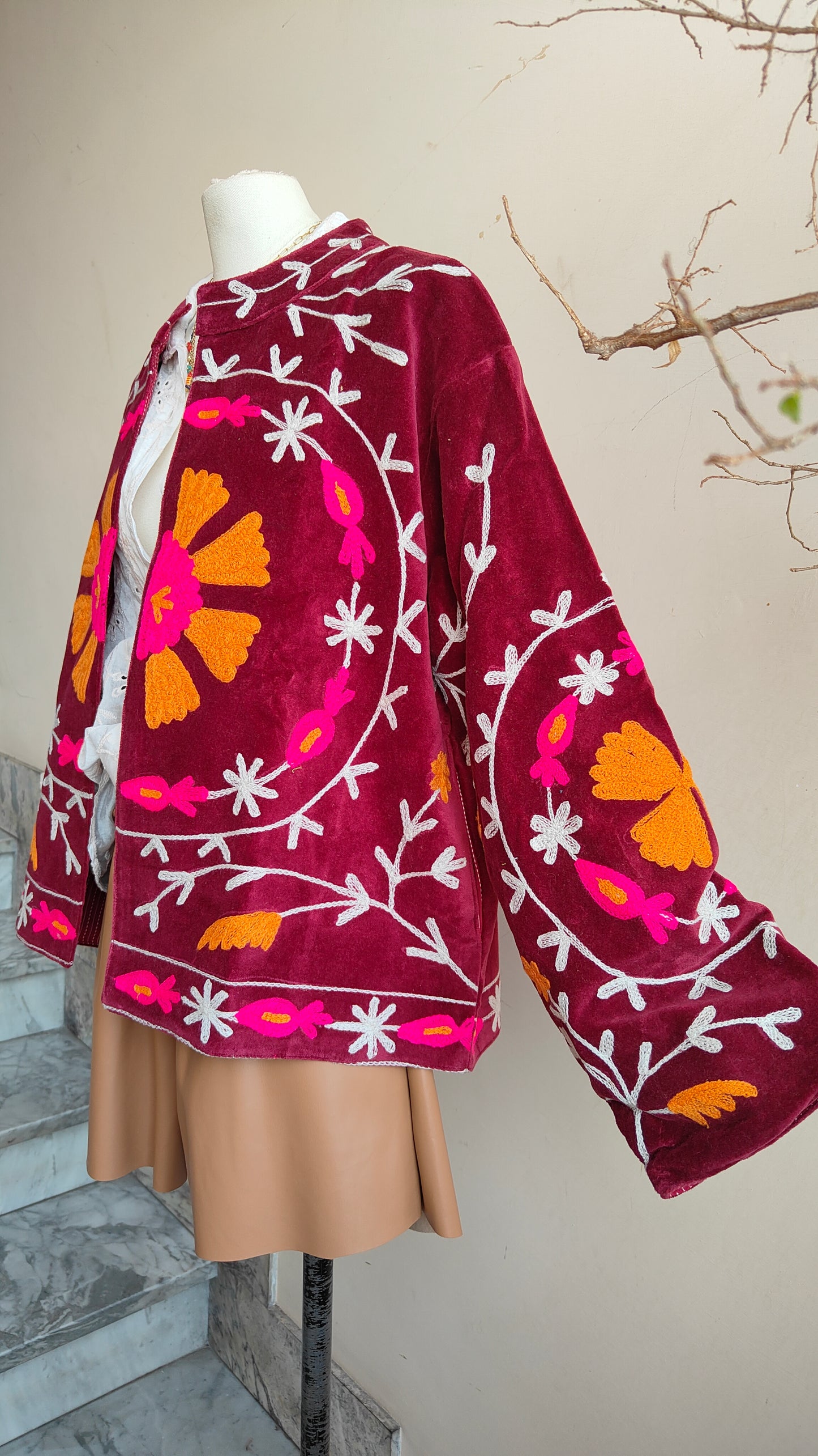 Giacca Boho con Tasche Laterali