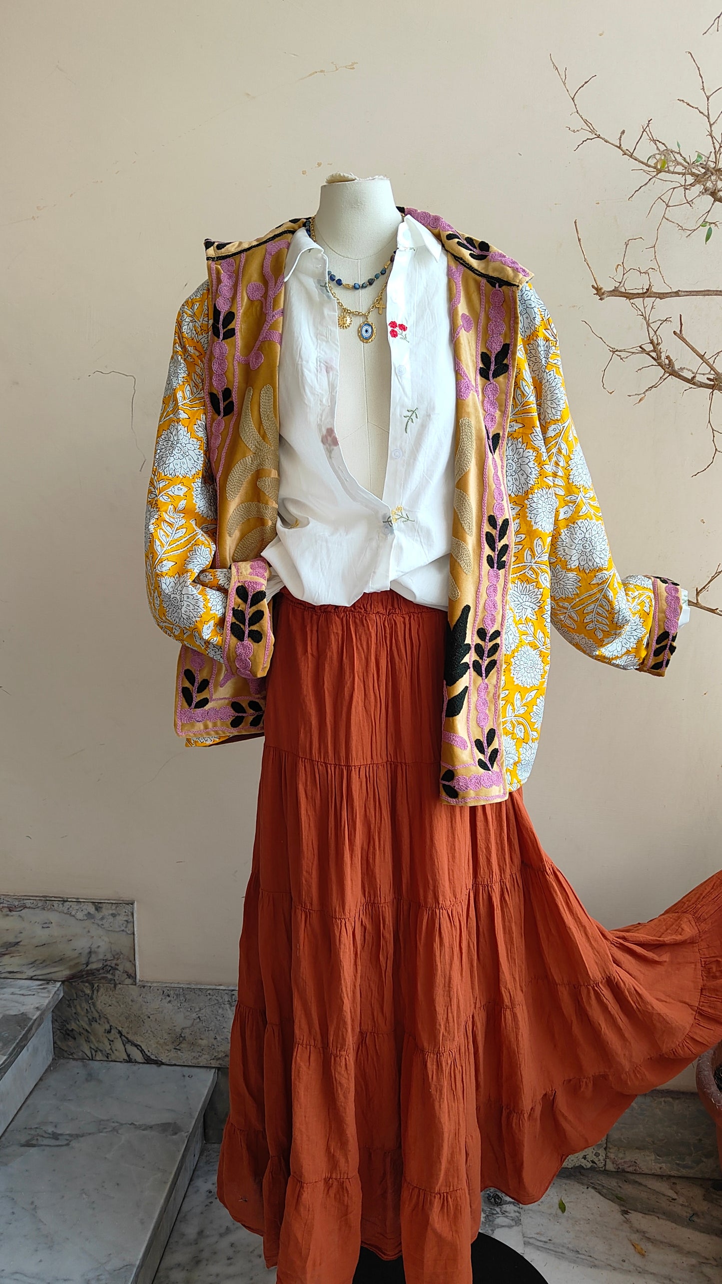 Giacca Boho con Tasche Laterali