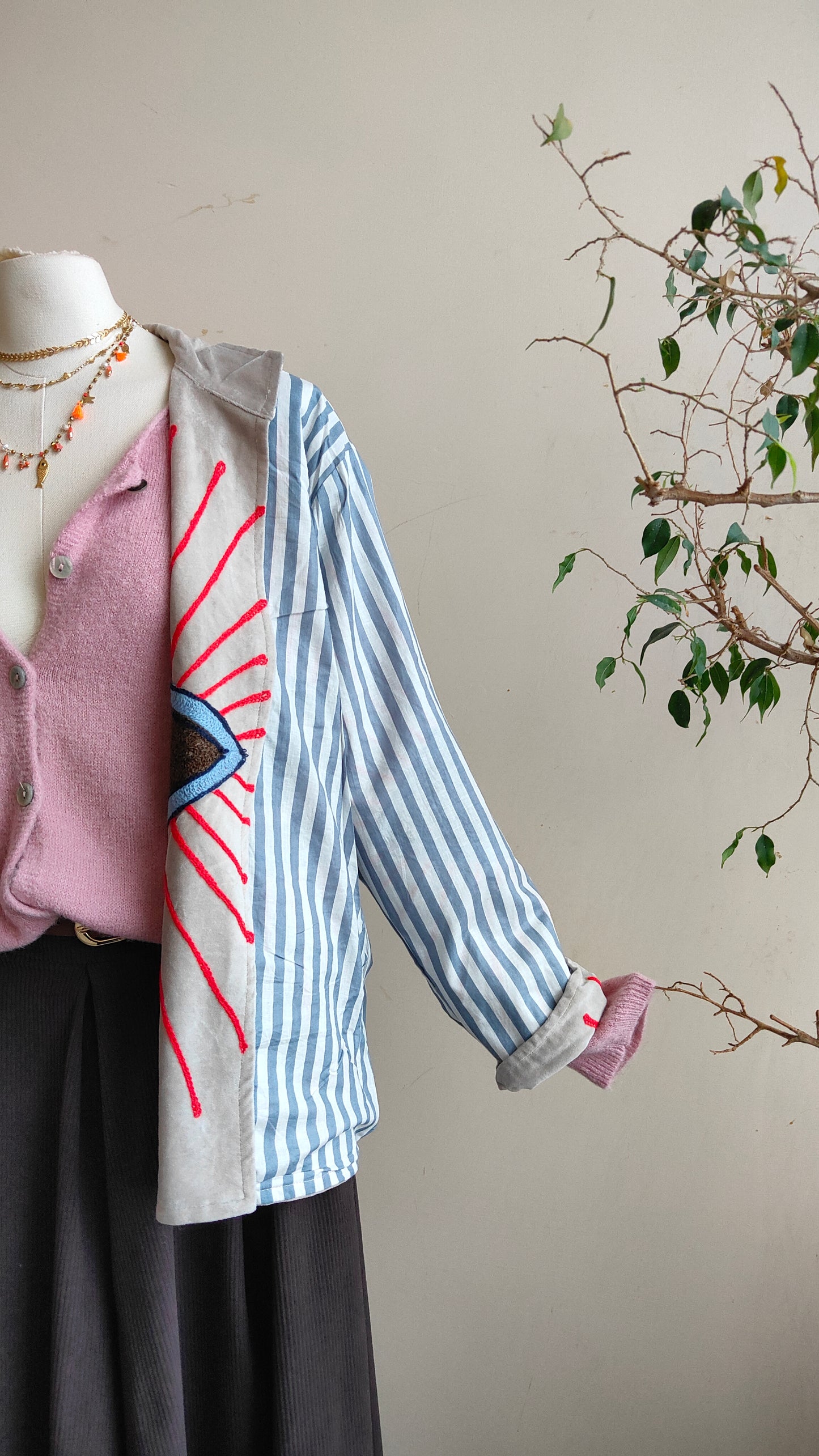 Giacca Boho con Tasche Laterali