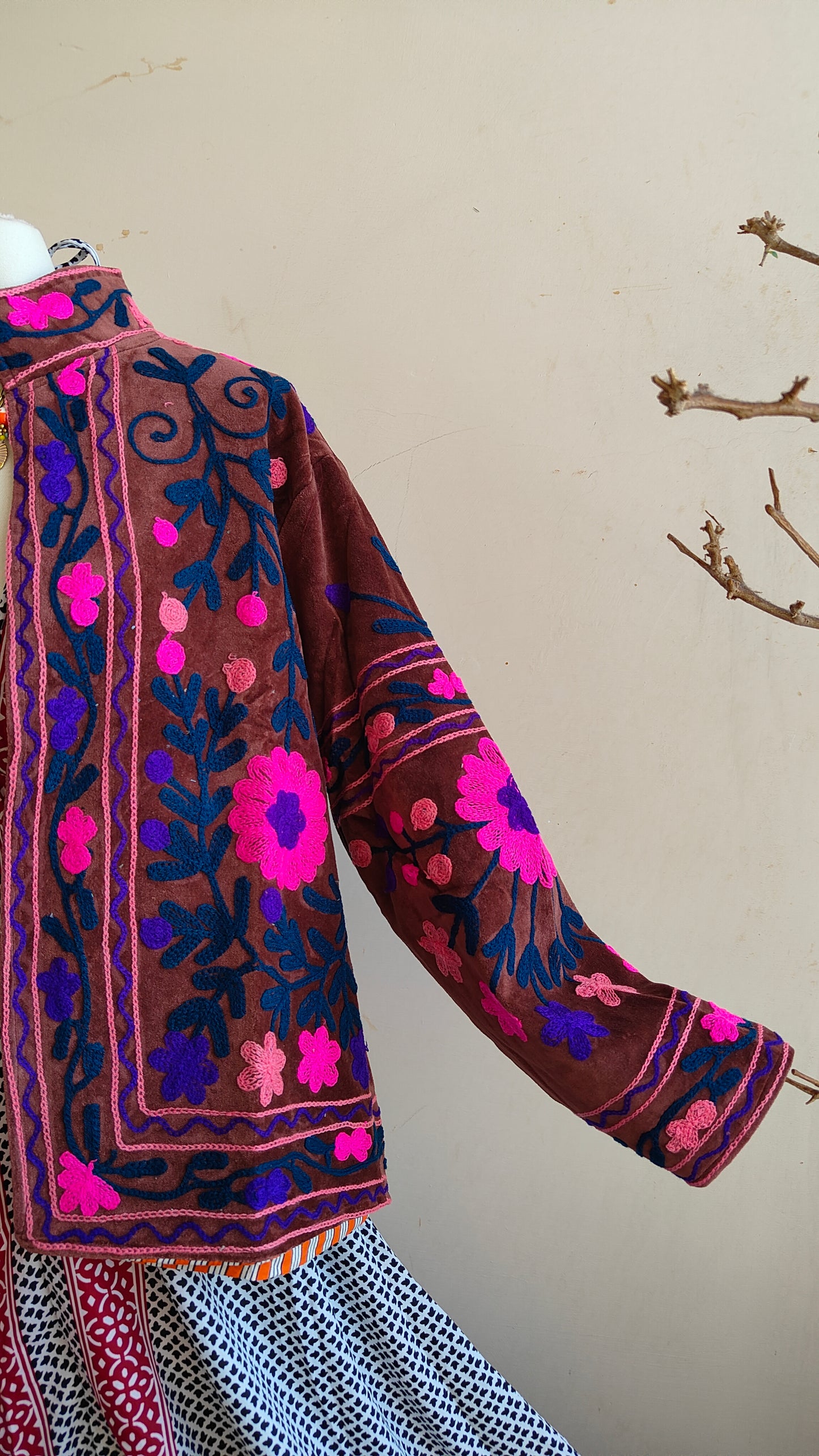 Giacca Boho con Tasche Laterali
