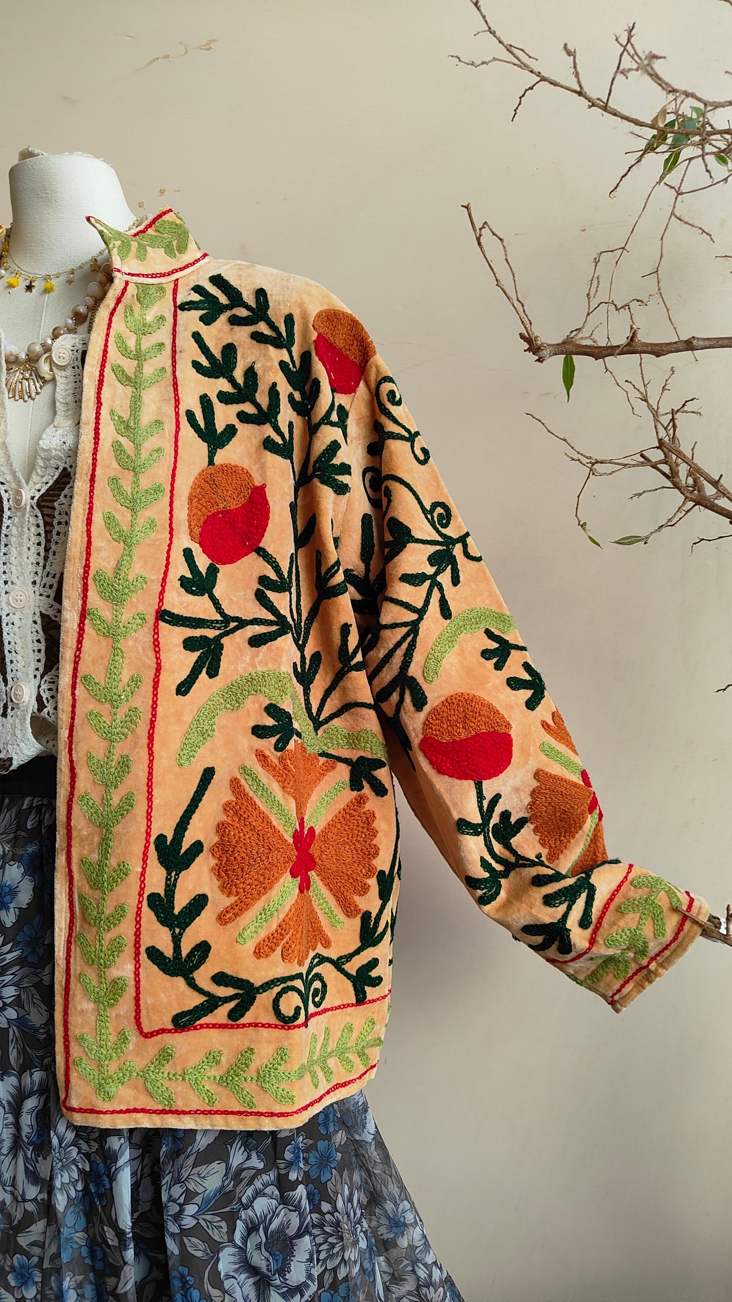 Giacca Boho con Tasche Laterali