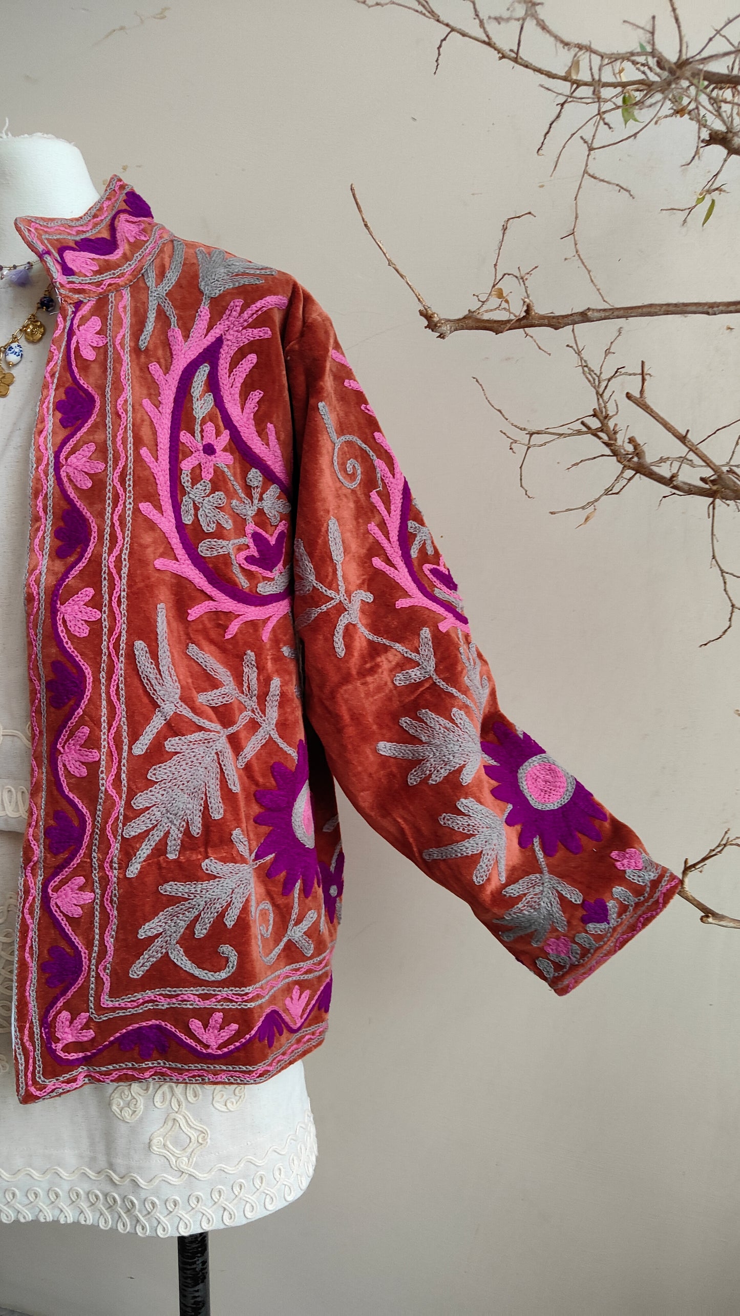 Giacca Boho con Tasche Laterali