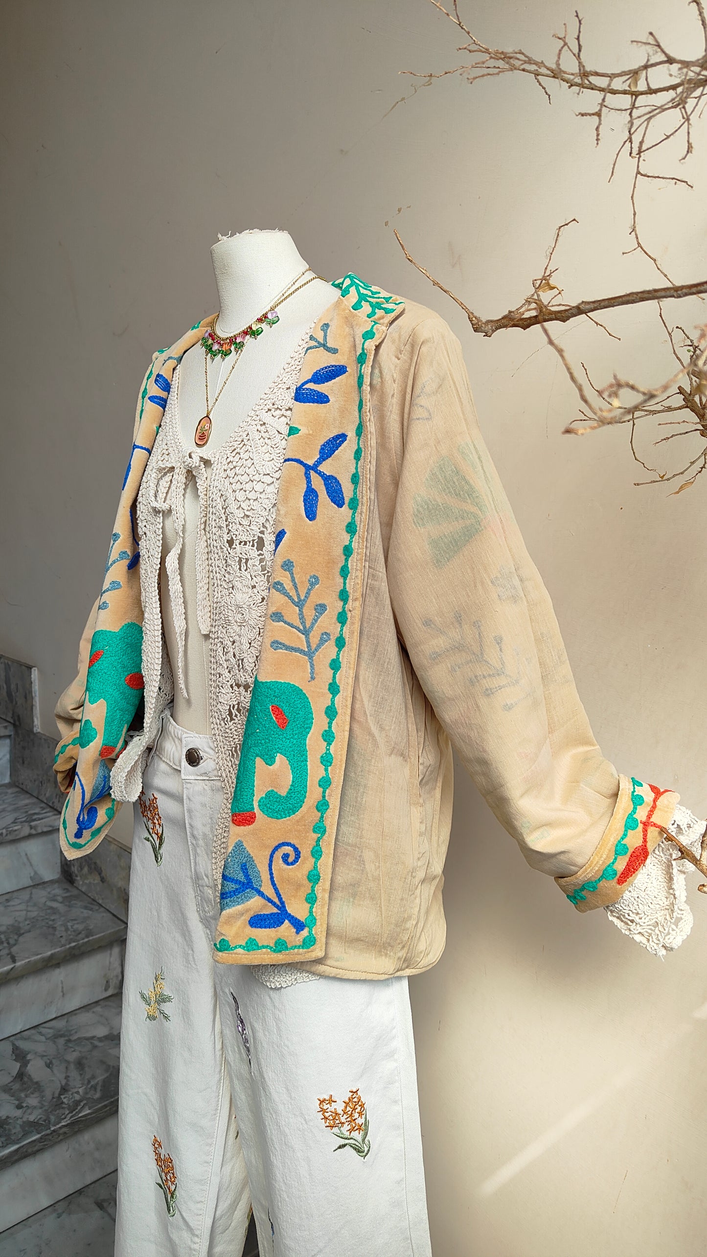Giacca Boho con Tasche Laterali