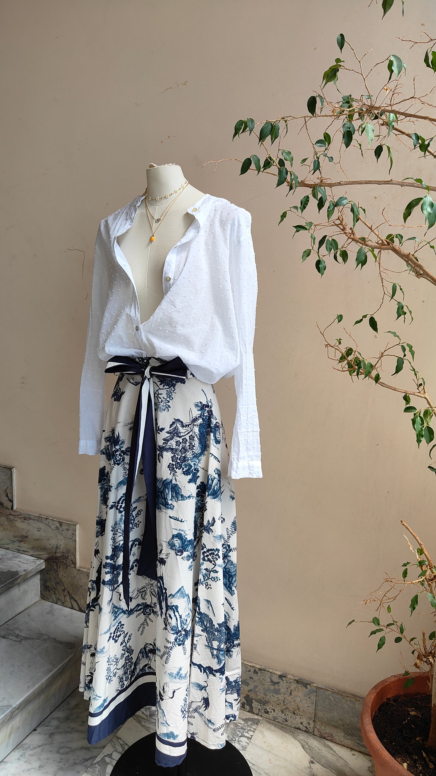 Gonna Toile de Jouy con fiocco