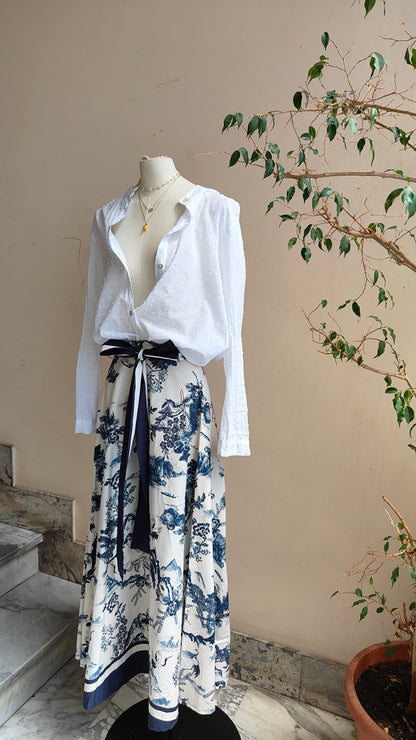 Gonna Toile de Jouy con fiocco