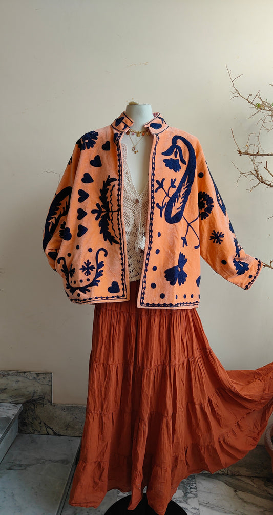 Giacca Boho con Tasche Laterali