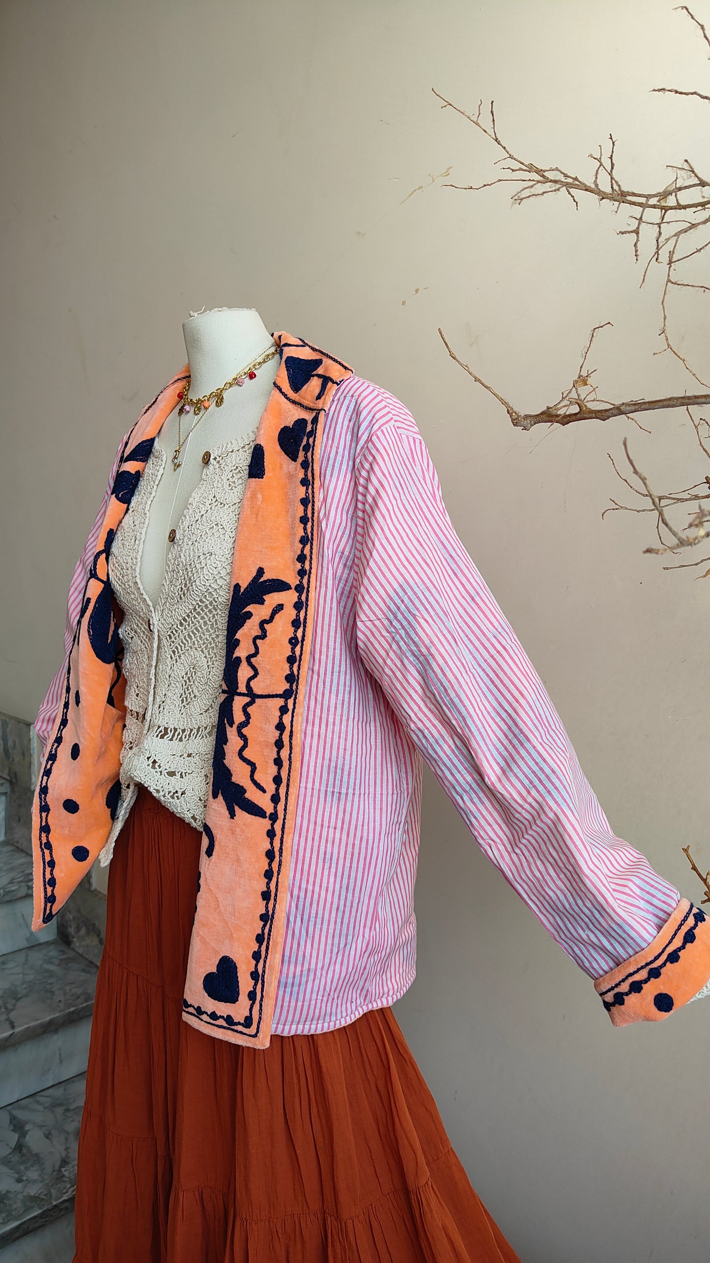 Giacca Boho con Tasche Laterali