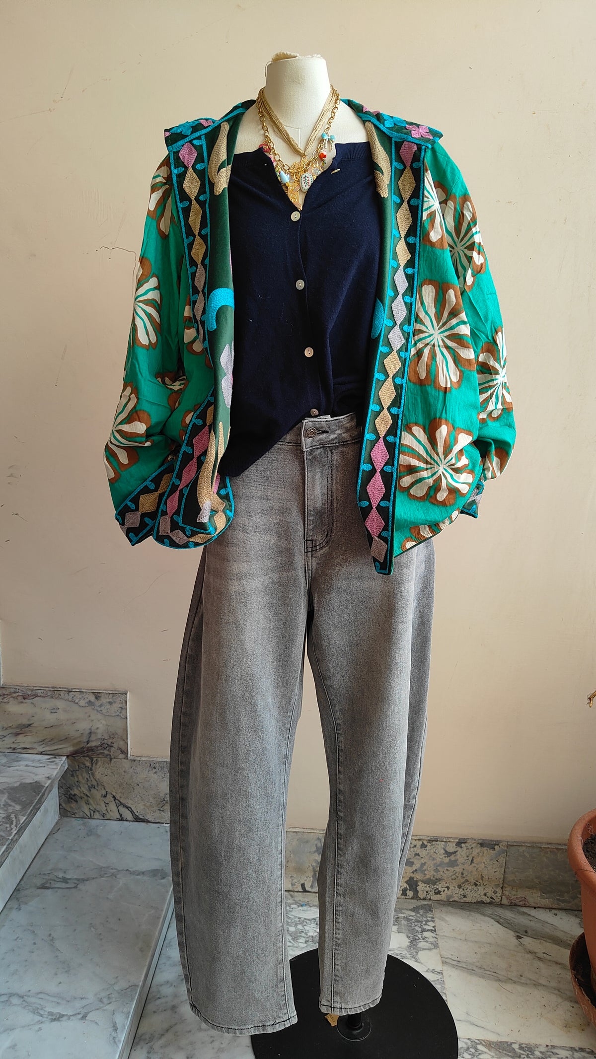 Giacca Boho con Tasche Laterali