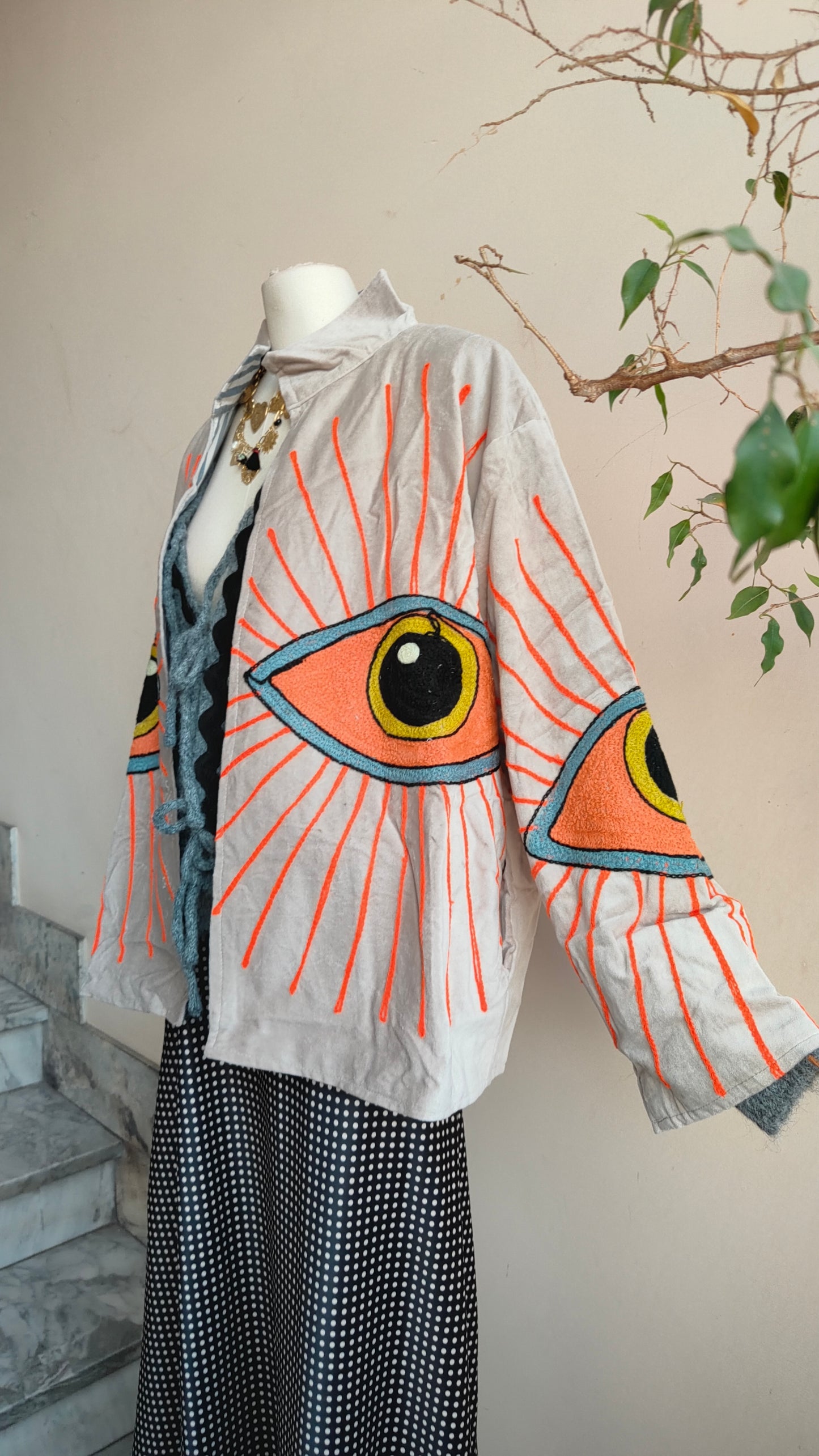 Giacca Boho con Tasche Laterali