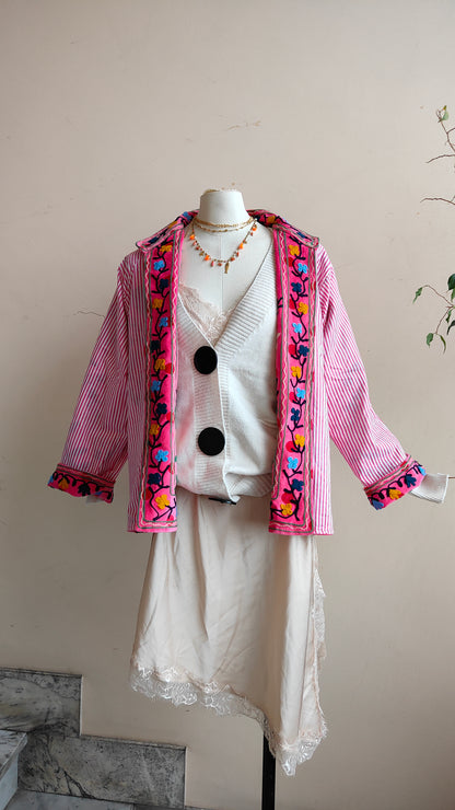 Giacca Boho con Tasche Laterali