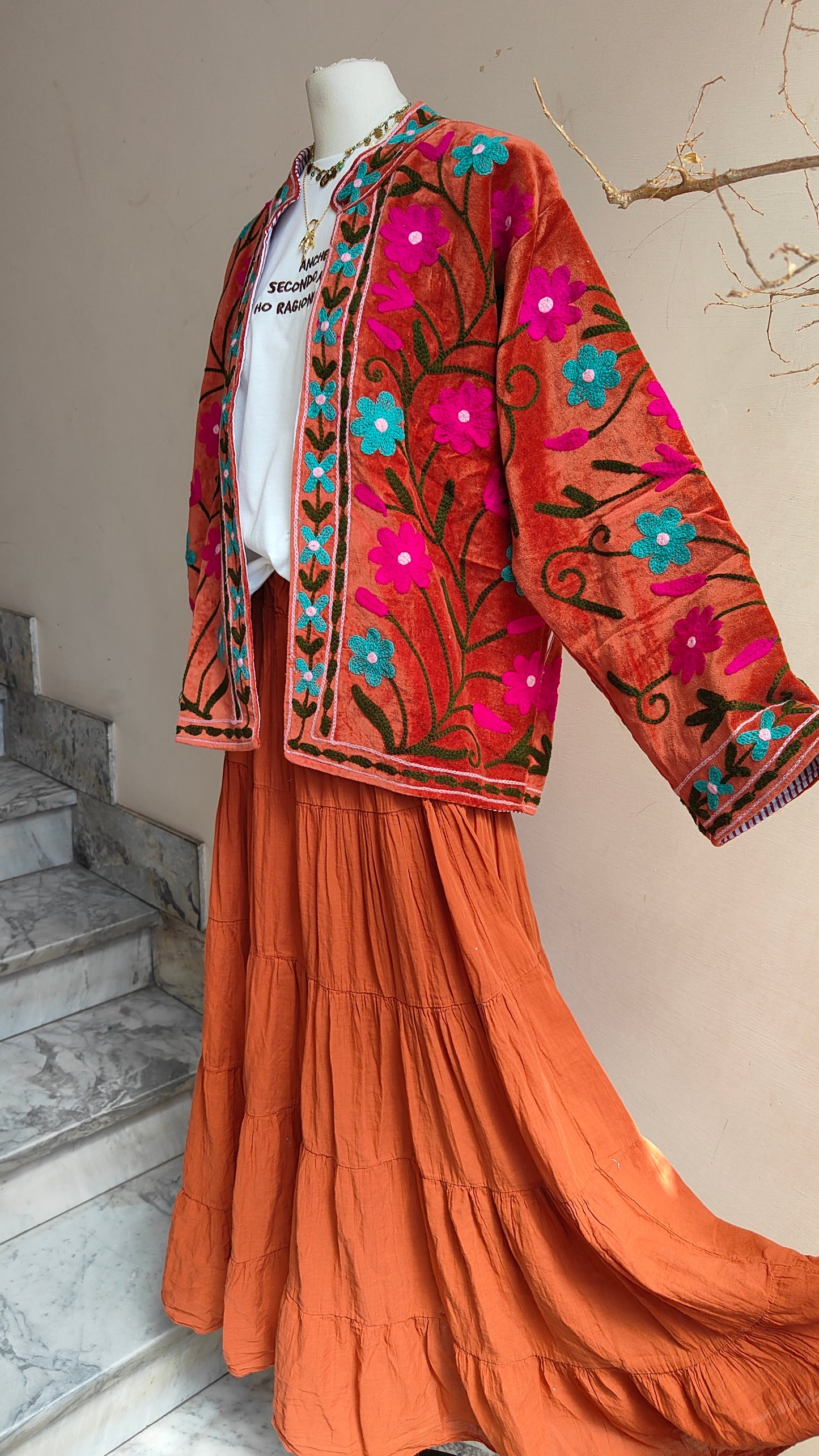 Giacca Boho con Tasche Laterali