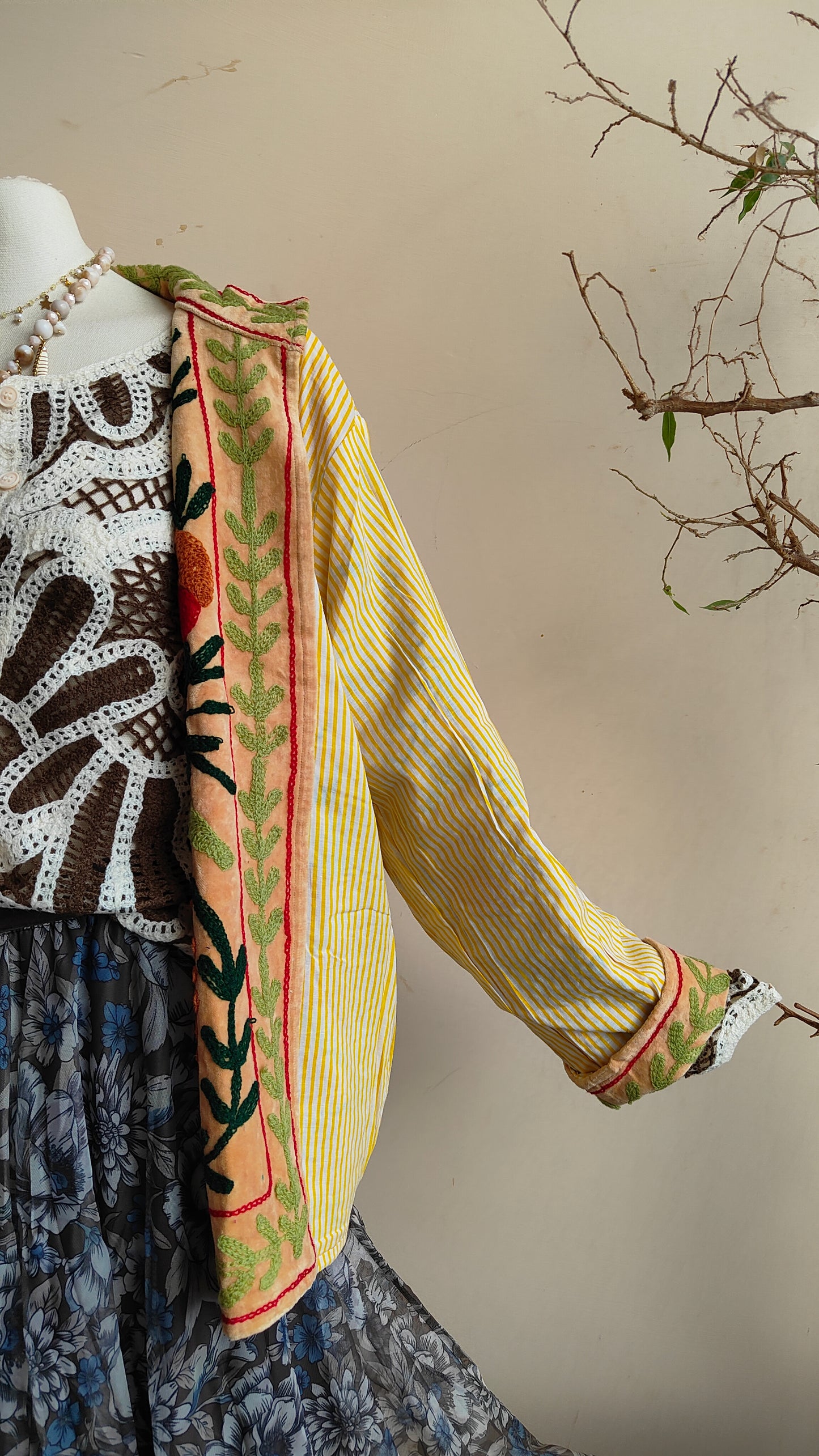 Giacca Boho con Tasche Laterali