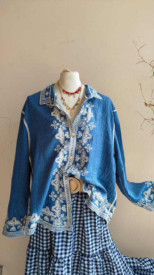 Camicia Ricamo Mediterraneo