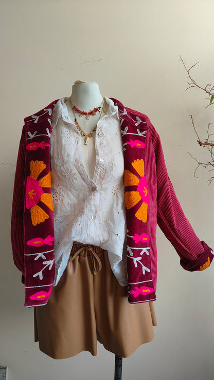 Giacca Boho con Tasche Laterali