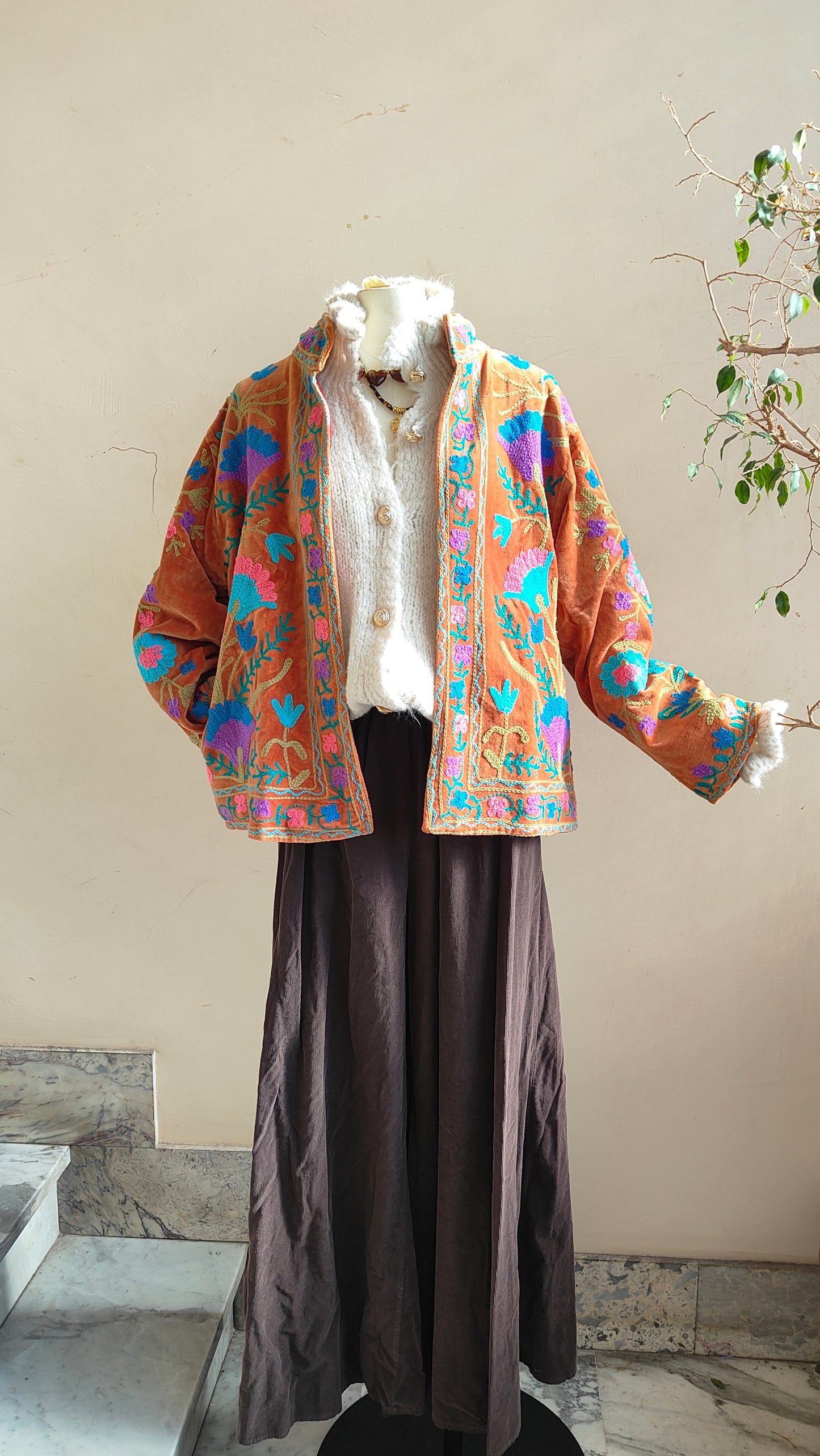 Giacca Boho con Tasche Laterali