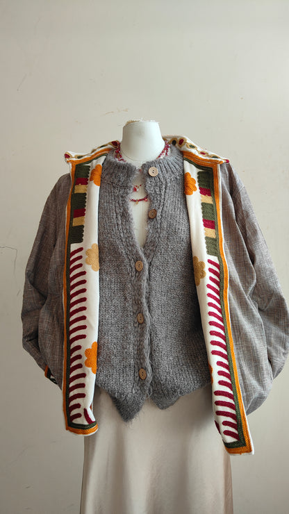 Giacca Boho con Tasche Laterali