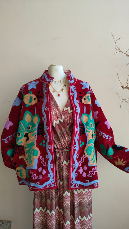 Giacca Boho con Tasche Laterali