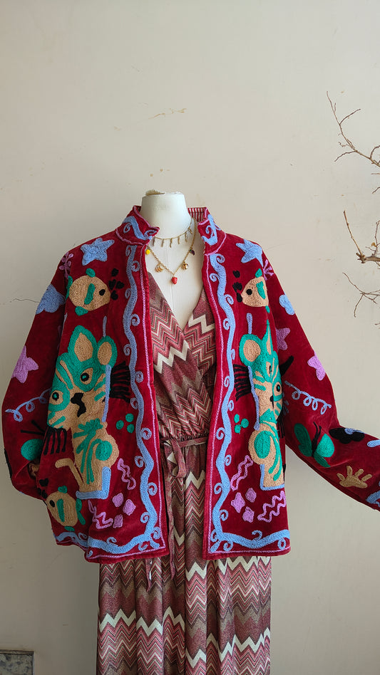 Giacca Boho con Tasche Laterali