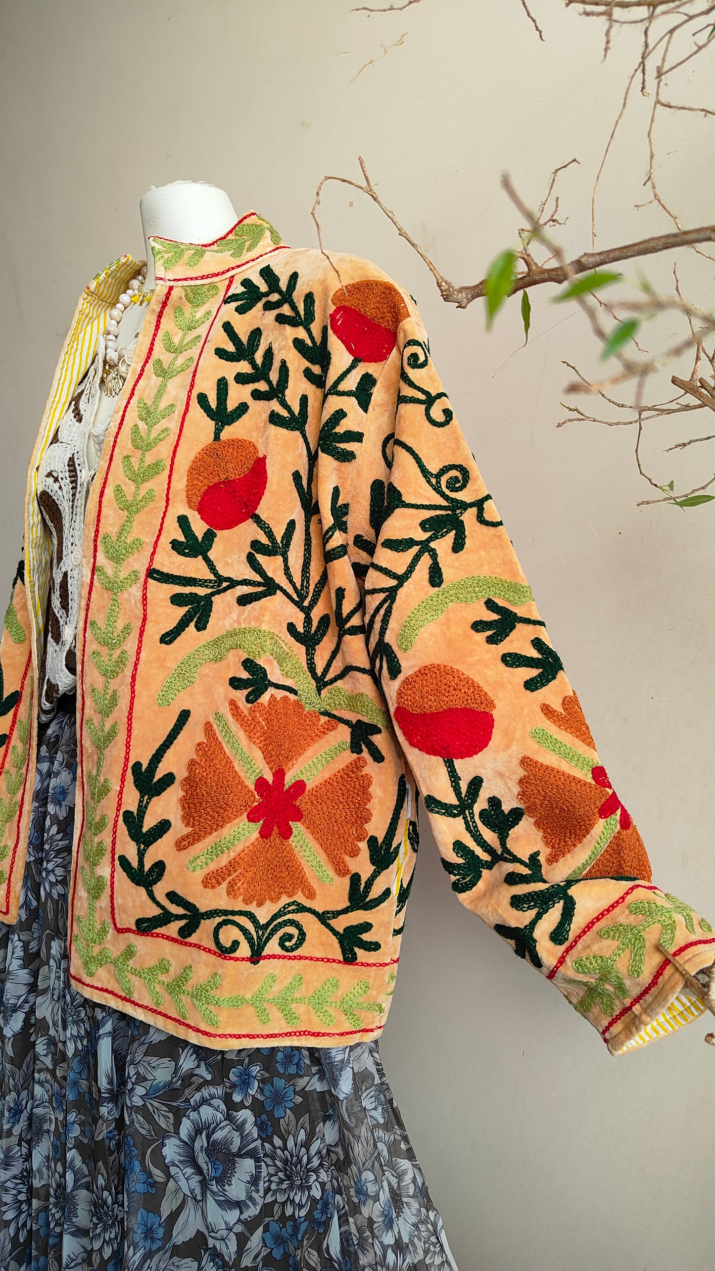 Giacca Boho con Tasche Laterali