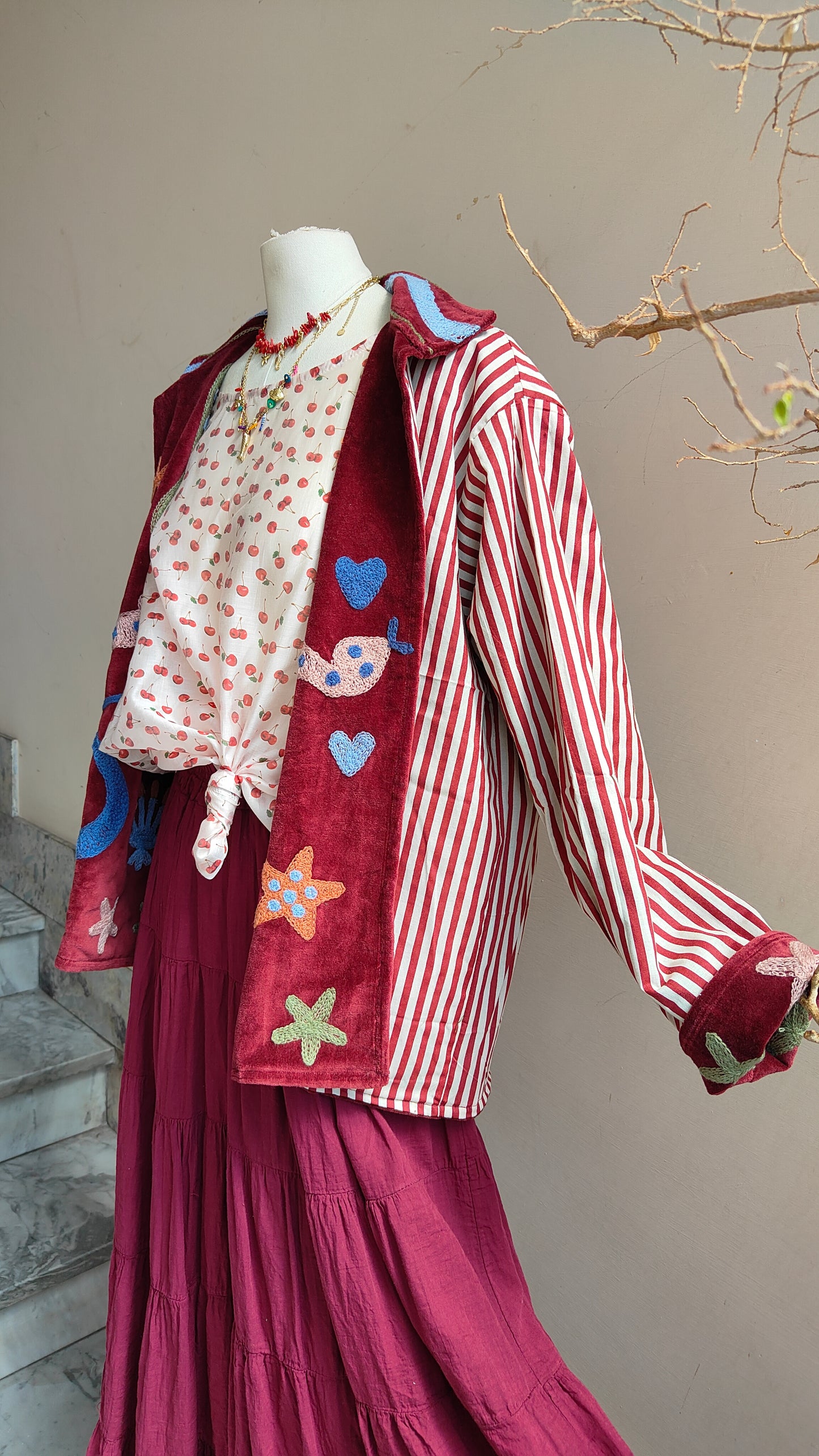 Giacca Boho con Tasche Laterali