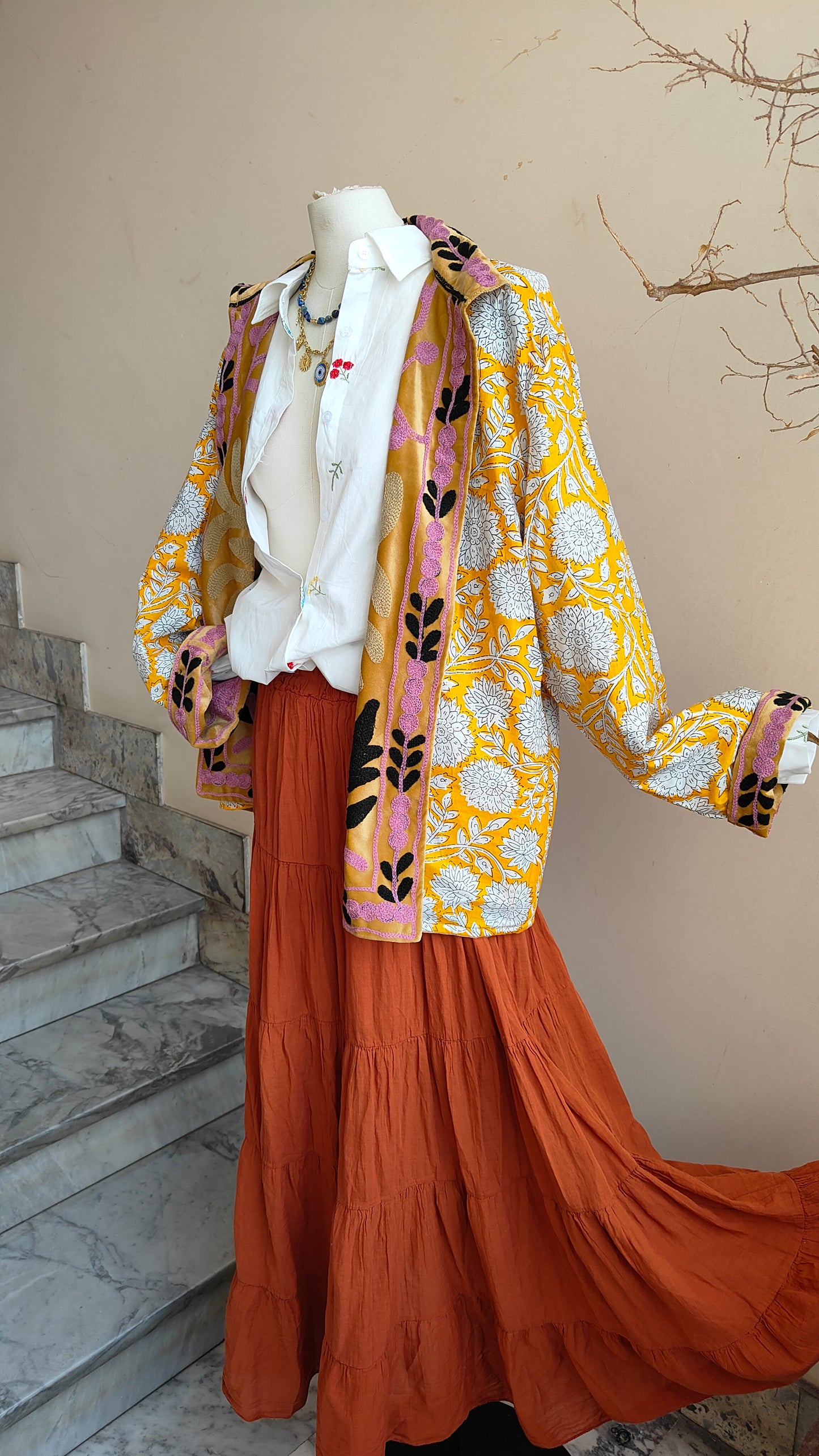 Giacca Boho con Tasche Laterali