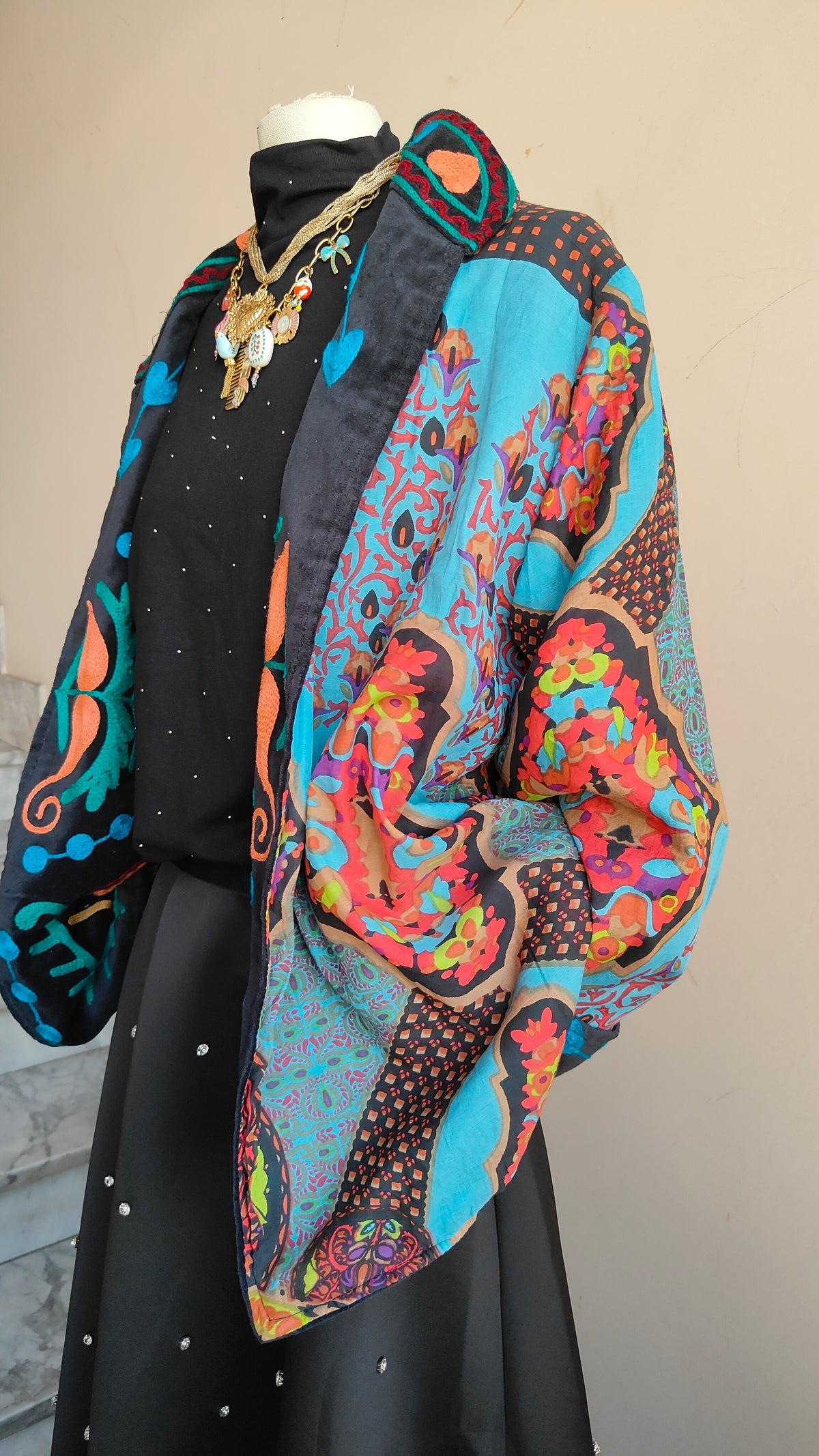 Giacca Boho con Tasche Laterali