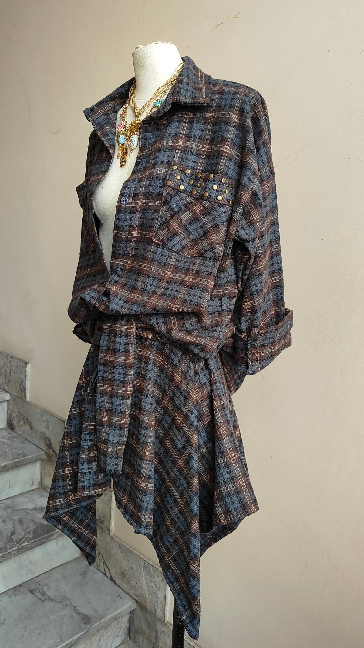 COMPLETO CHECK BORCHIE – CAMICIA & GONNA ASIMMETRICA