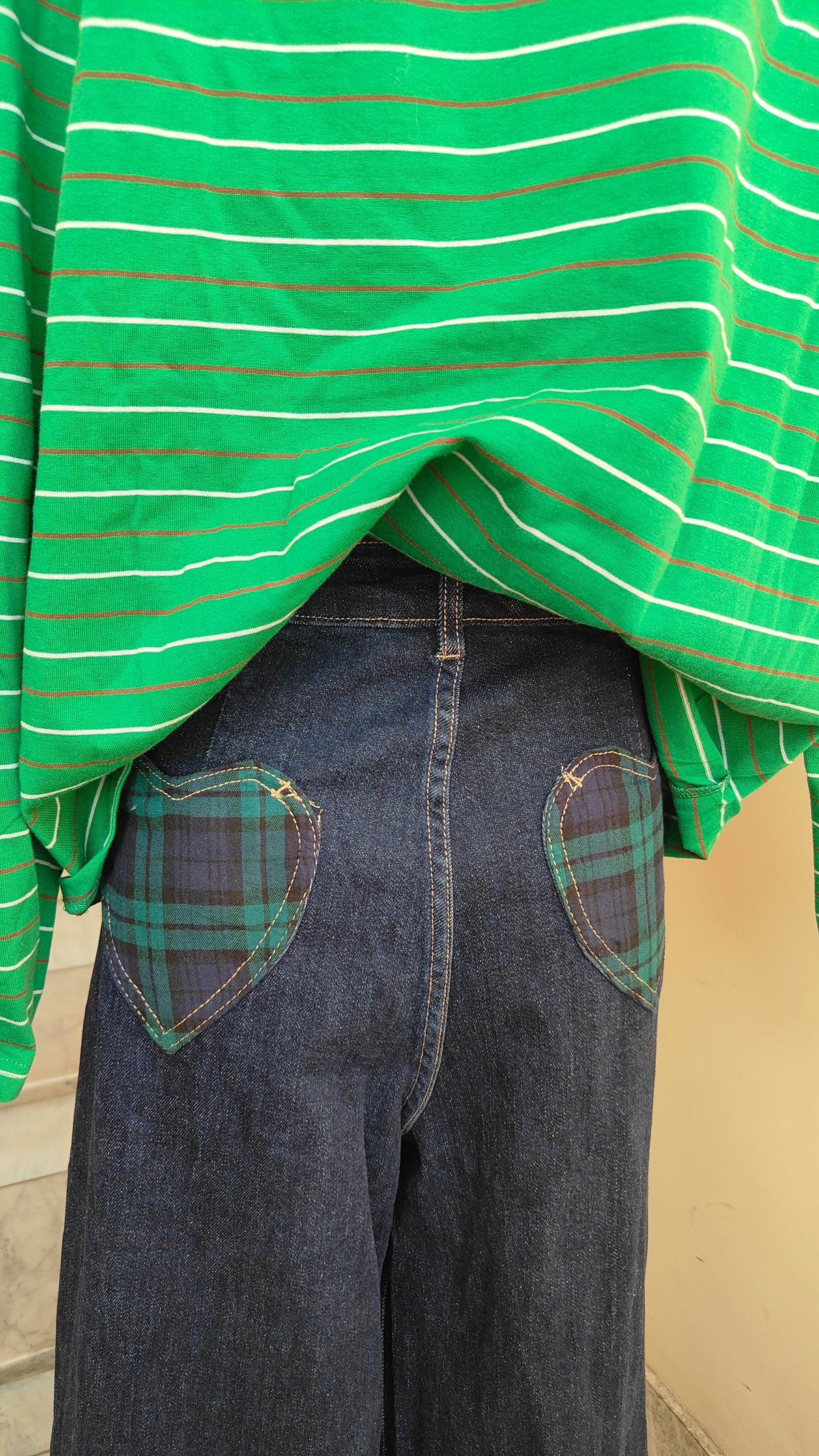 JEANS CUORE TARTAN