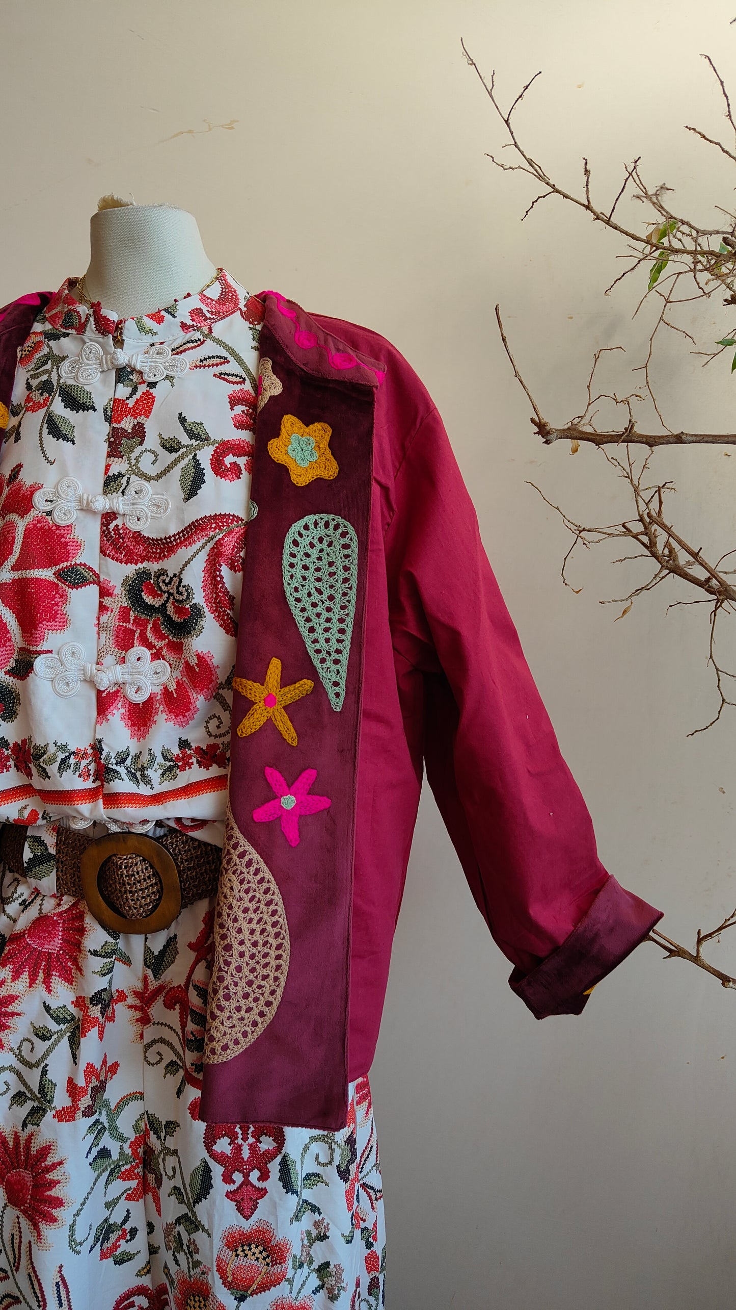 Giacca Boho con Tasche Laterali