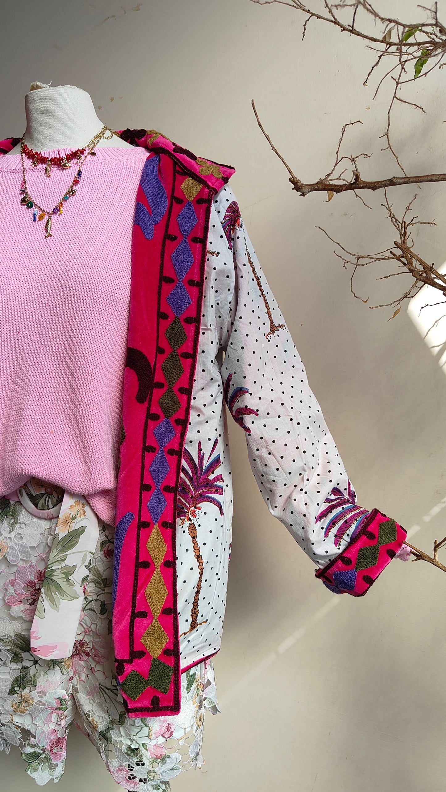 Giacca Boho con Tasche Laterali