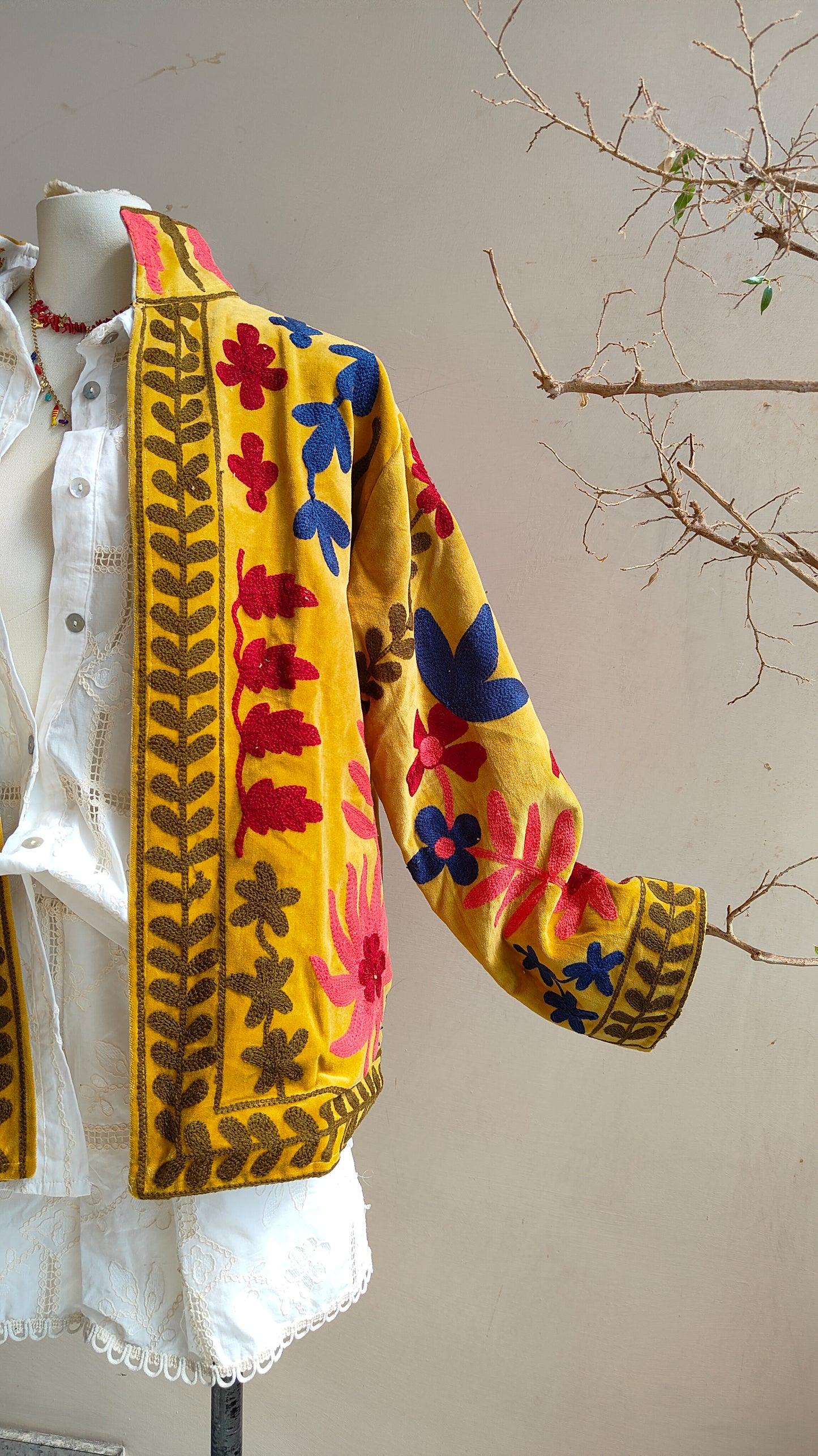 Giacca Boho con Tasche Laterali