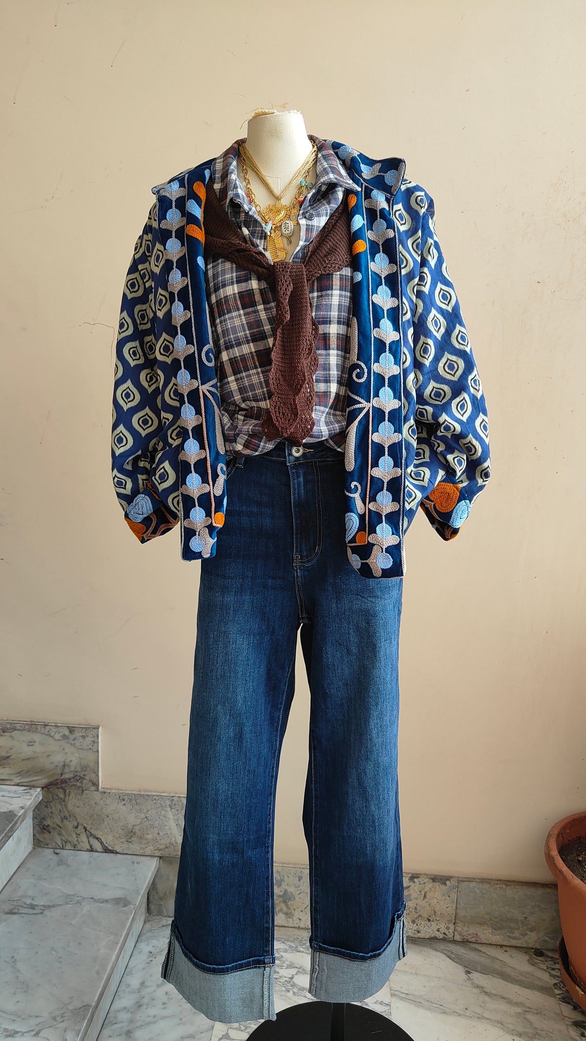 Giacca Boho con Tasche Laterali