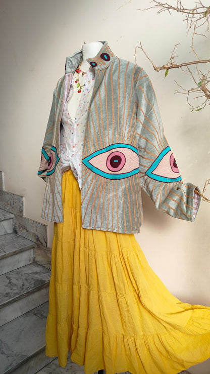 Giacca Boho con Tasche Laterali