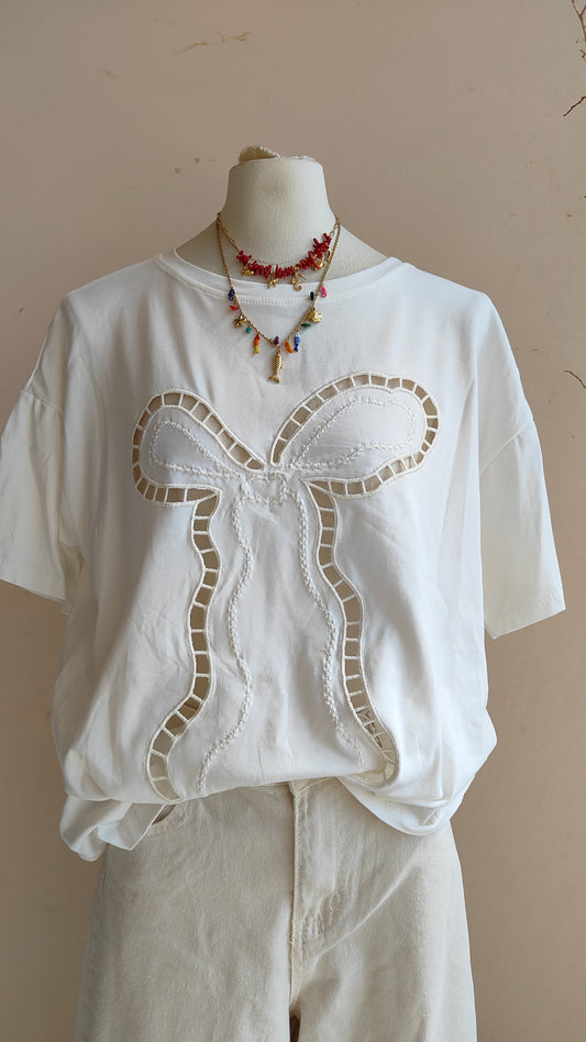 T-shirt Fiocco Ricamato