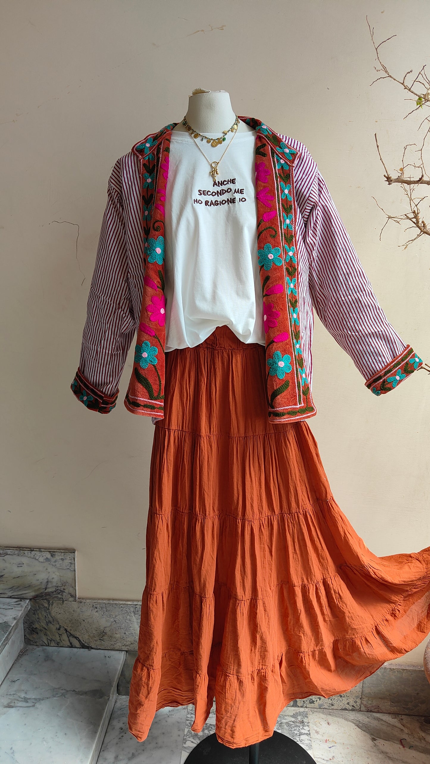 Giacca Boho con Tasche Laterali
