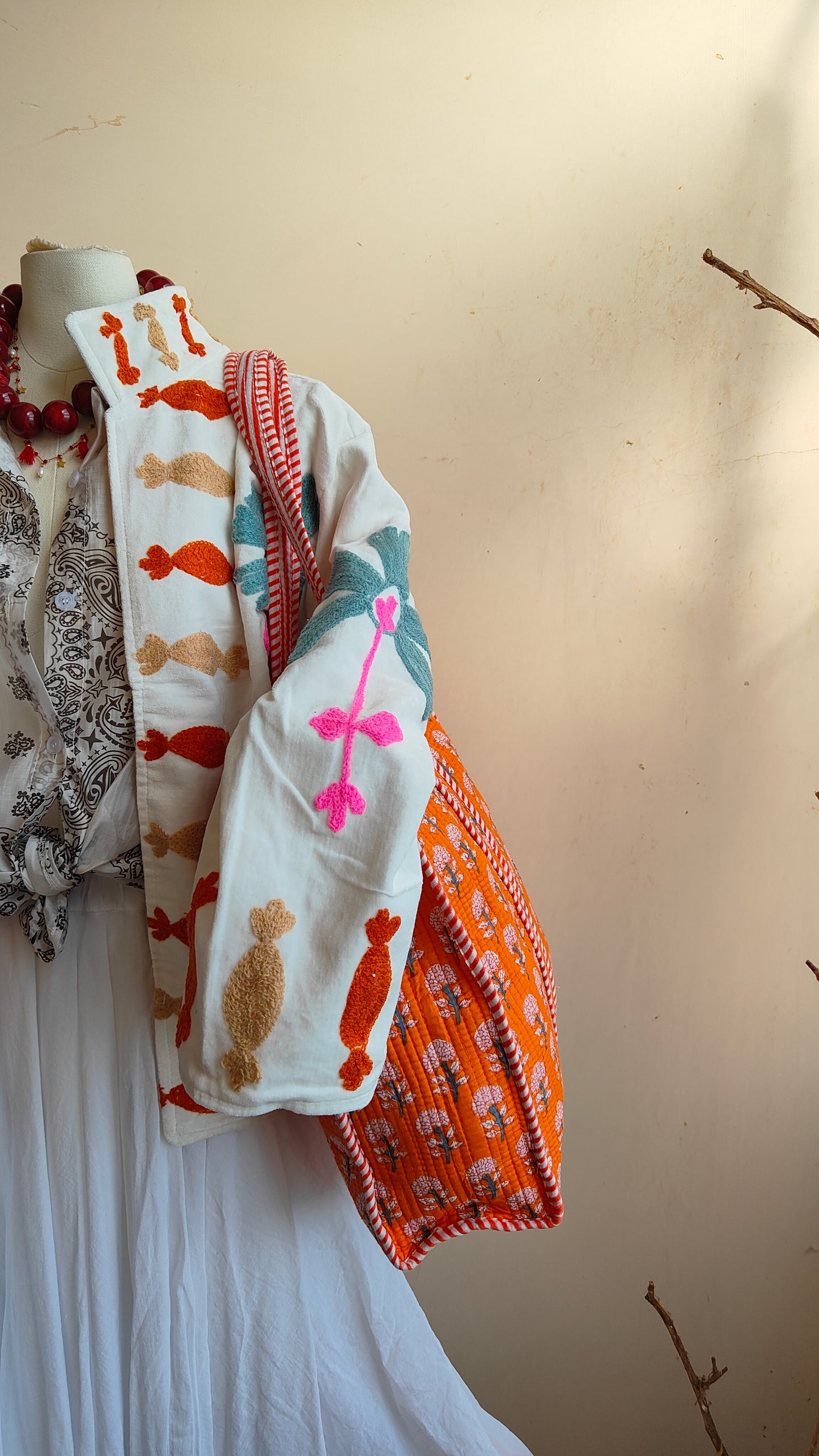 Giacca Boho con Tasche Laterali