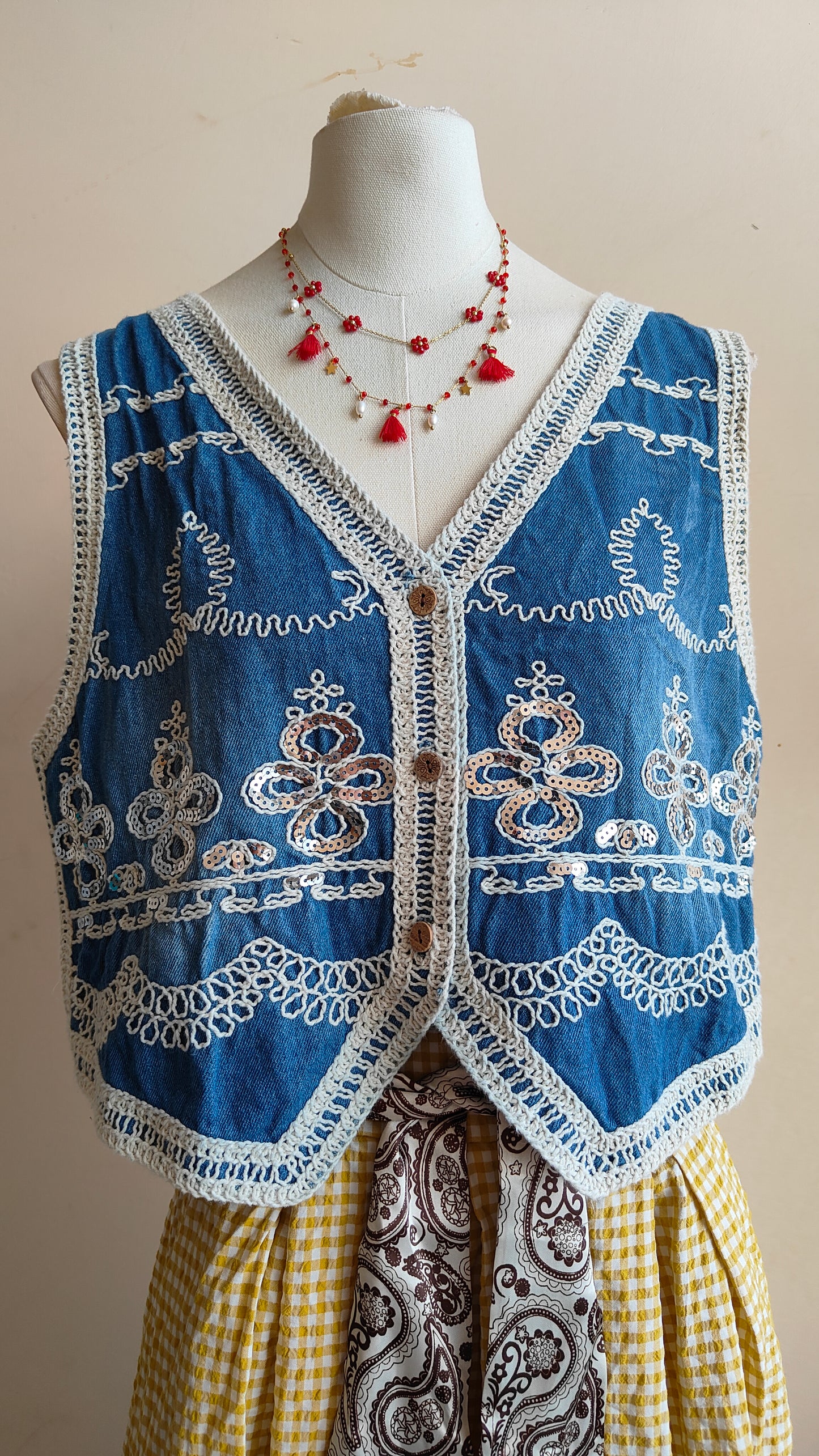 Gilet Crochet Denim