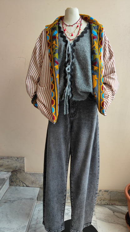 Giacca Boho con Tasche Laterali