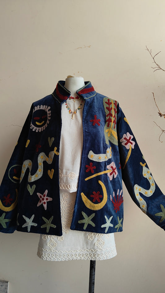Giacca Boho con Tasche Laterali
