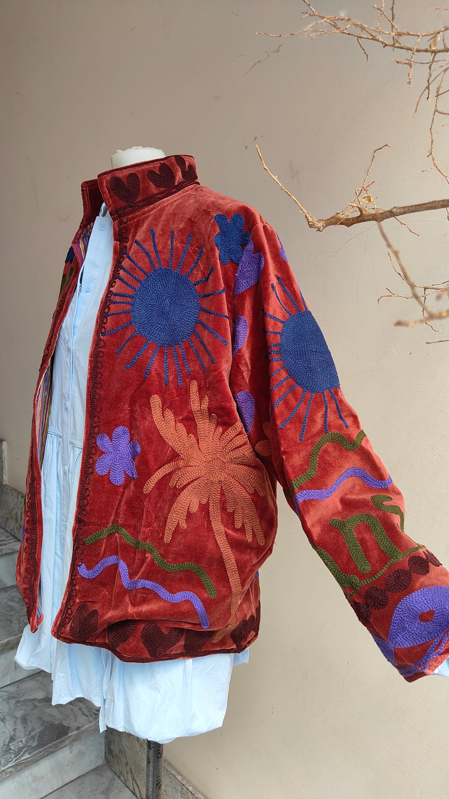 Giacca Boho con Tasche Laterali