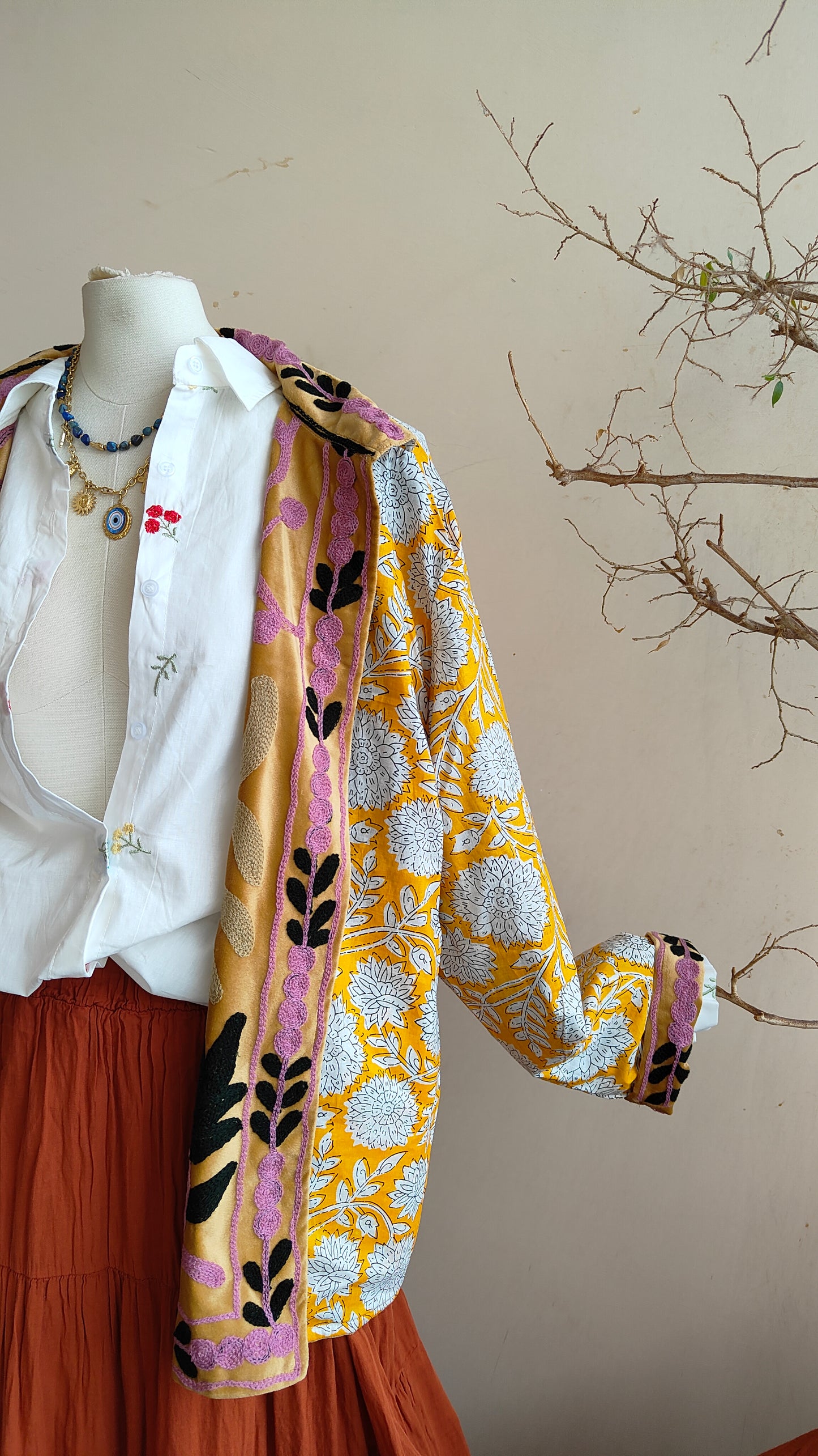 Giacca Boho con Tasche Laterali