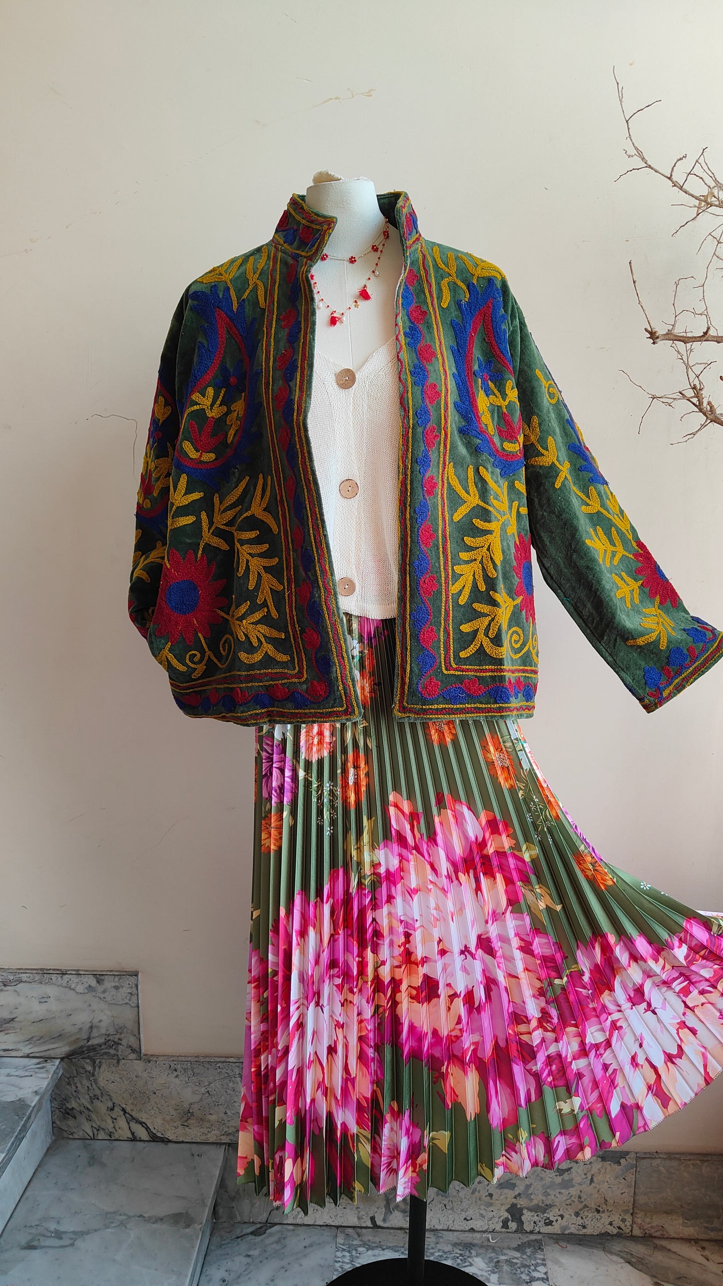Giacca Boho con Tasche Laterali