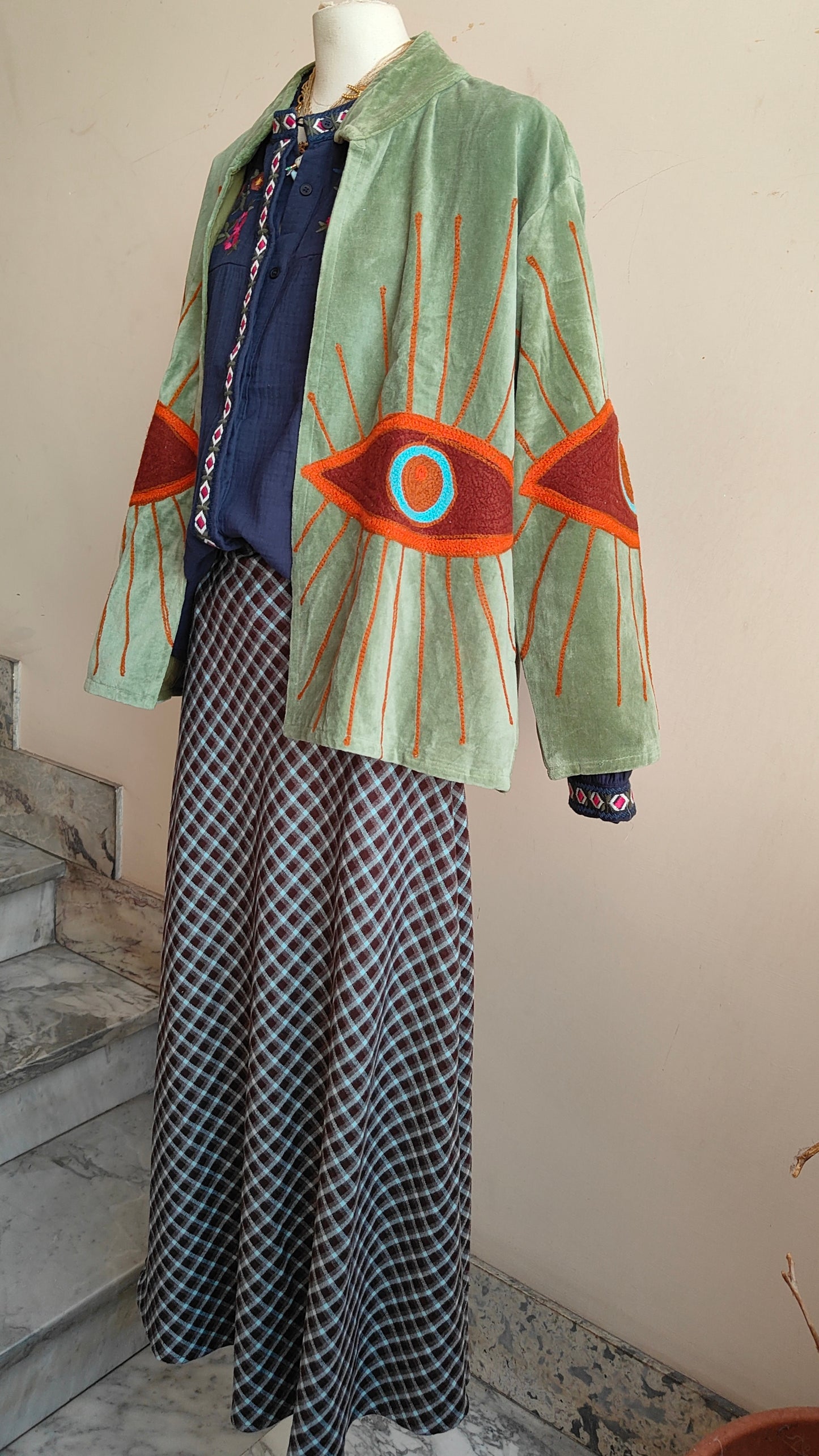 Giacca Boho con Tasche Laterali