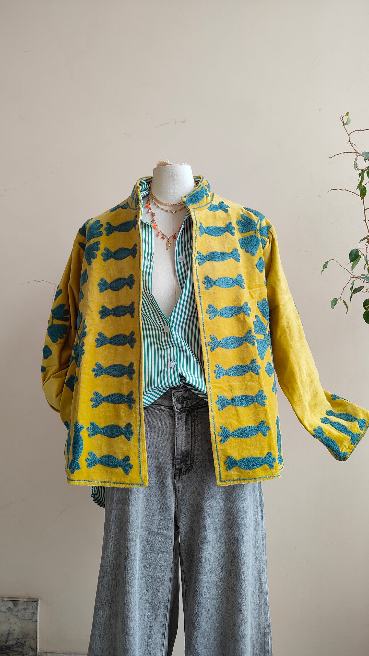 Giacca Boho con Tasche Laterali