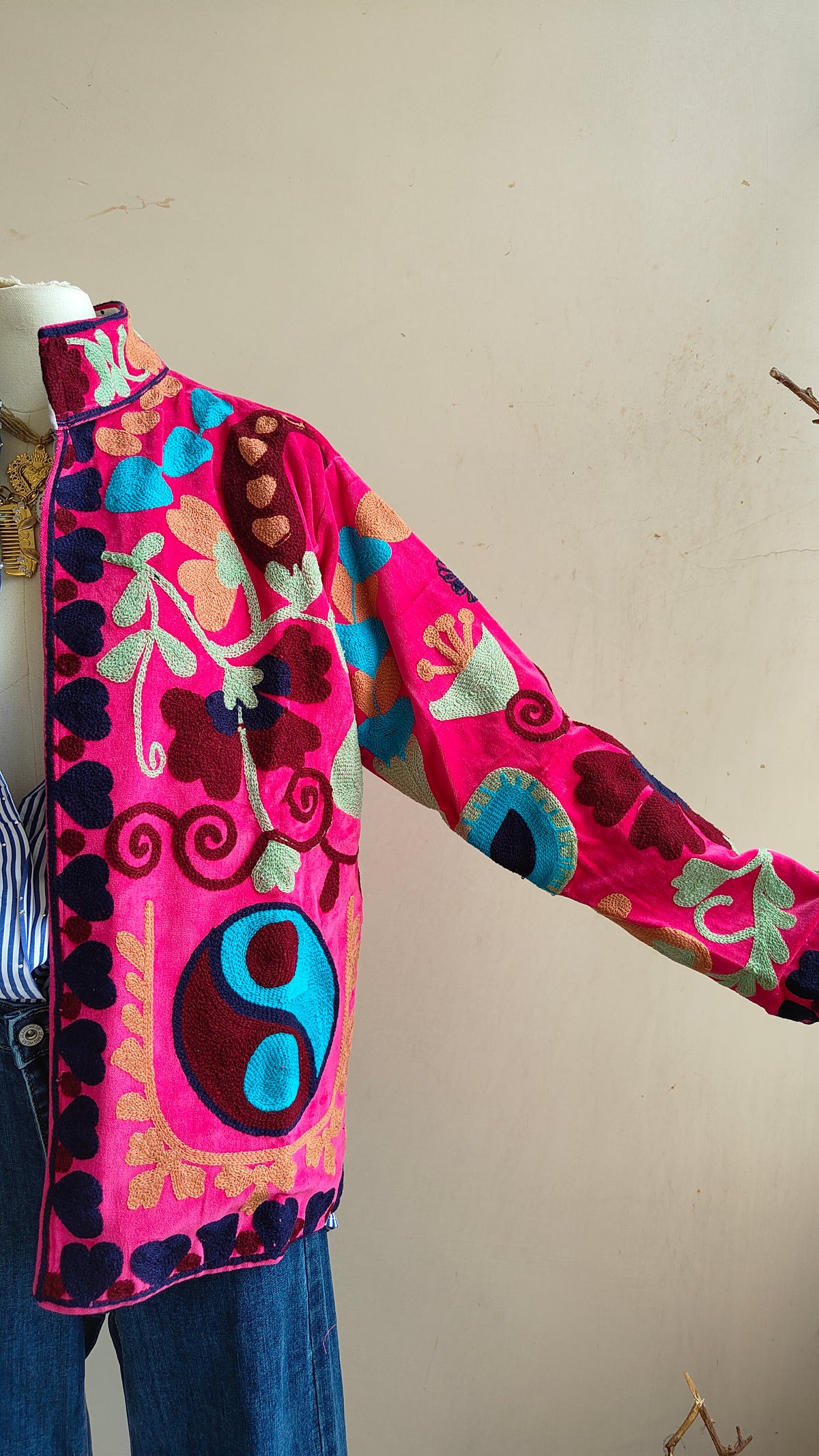 Giacca Boho con Tasche Laterali
