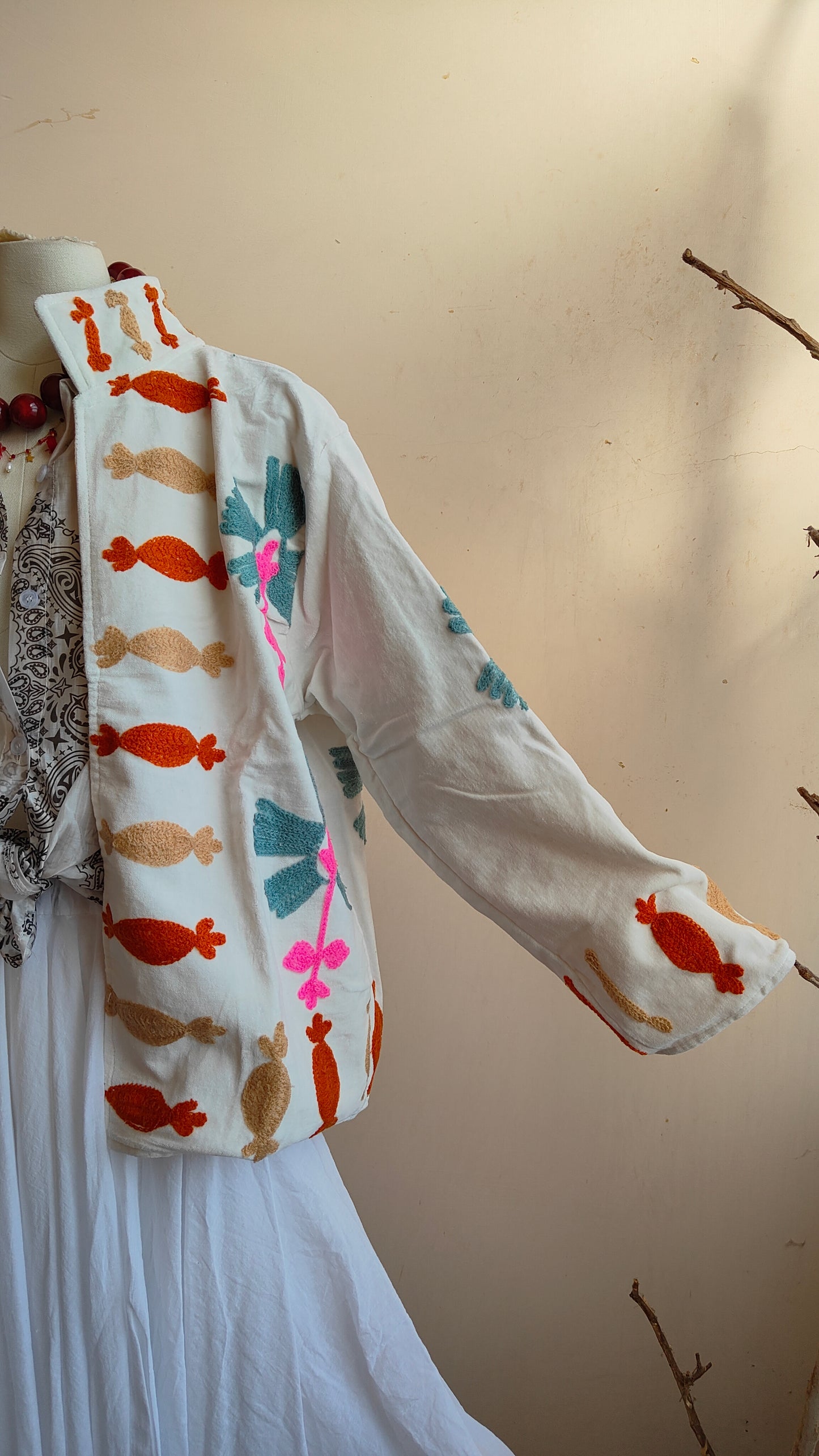 Giacca Boho con Tasche Laterali