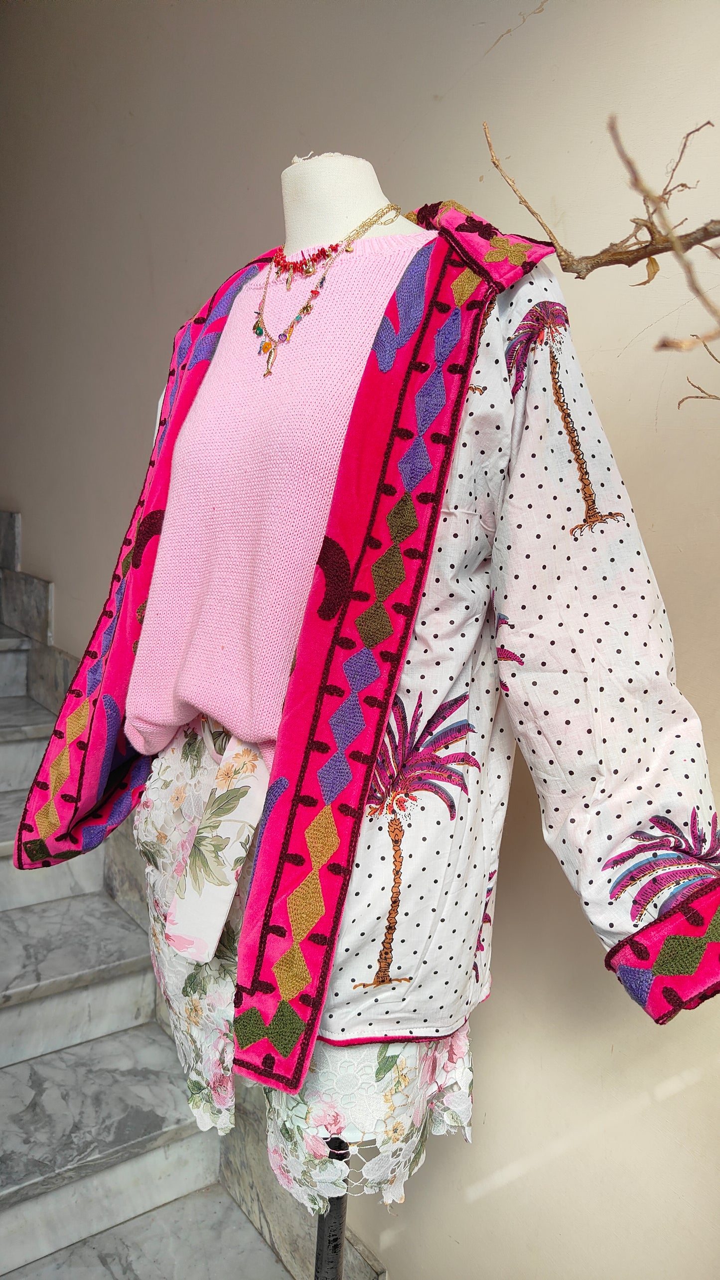Giacca Boho con Tasche Laterali
