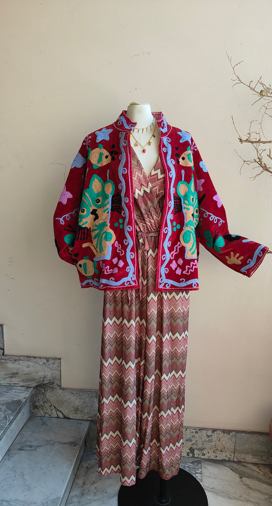 Giacca Boho con Tasche Laterali