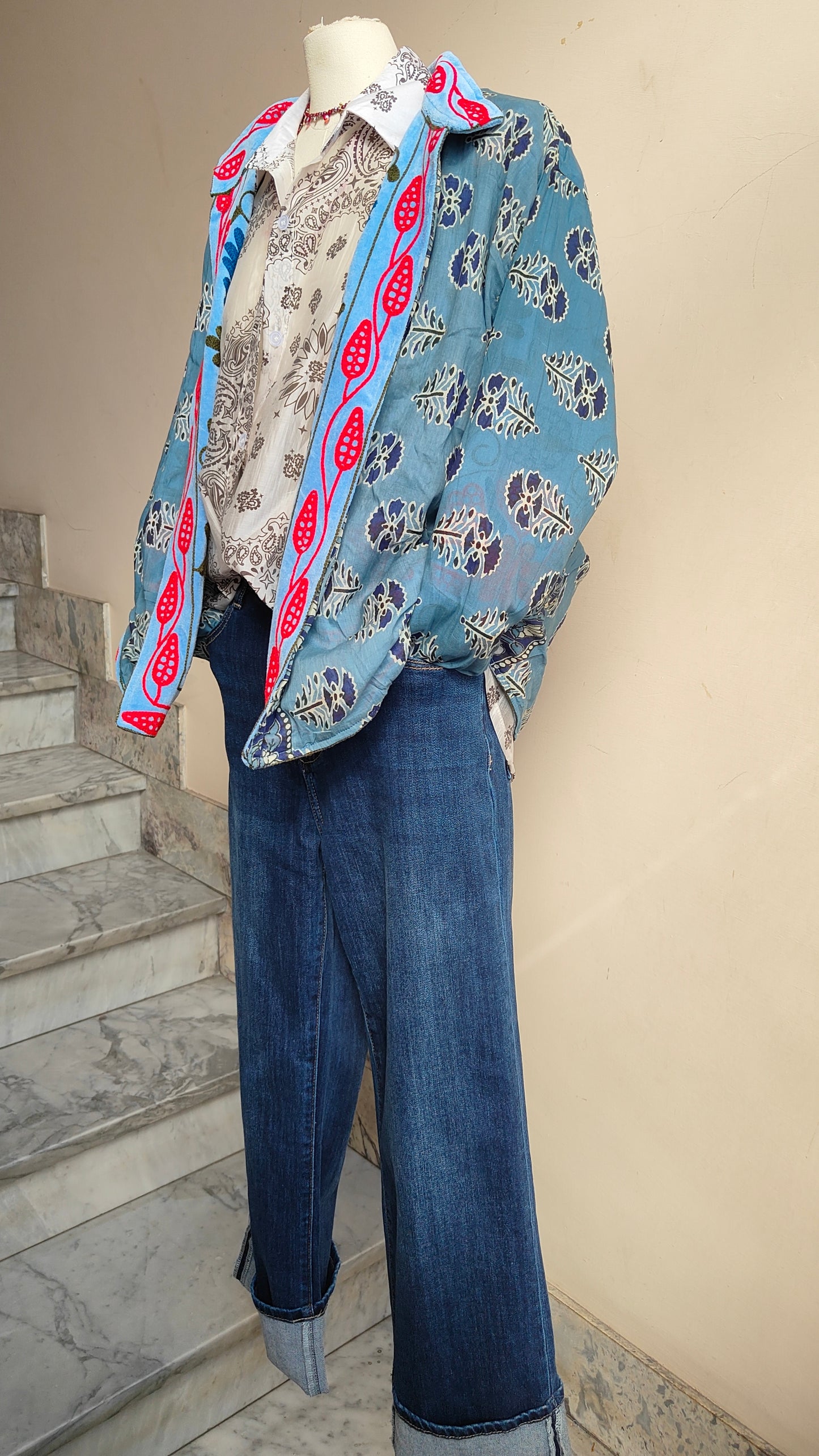 Giacca Boho con Tasche Laterali