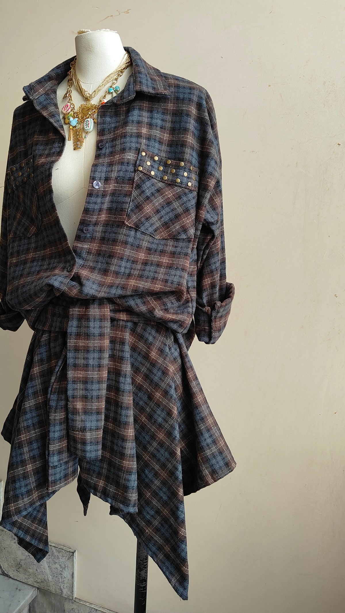 COMPLETO CHECK BORCHIE – CAMICIA & GONNA ASIMMETRICA